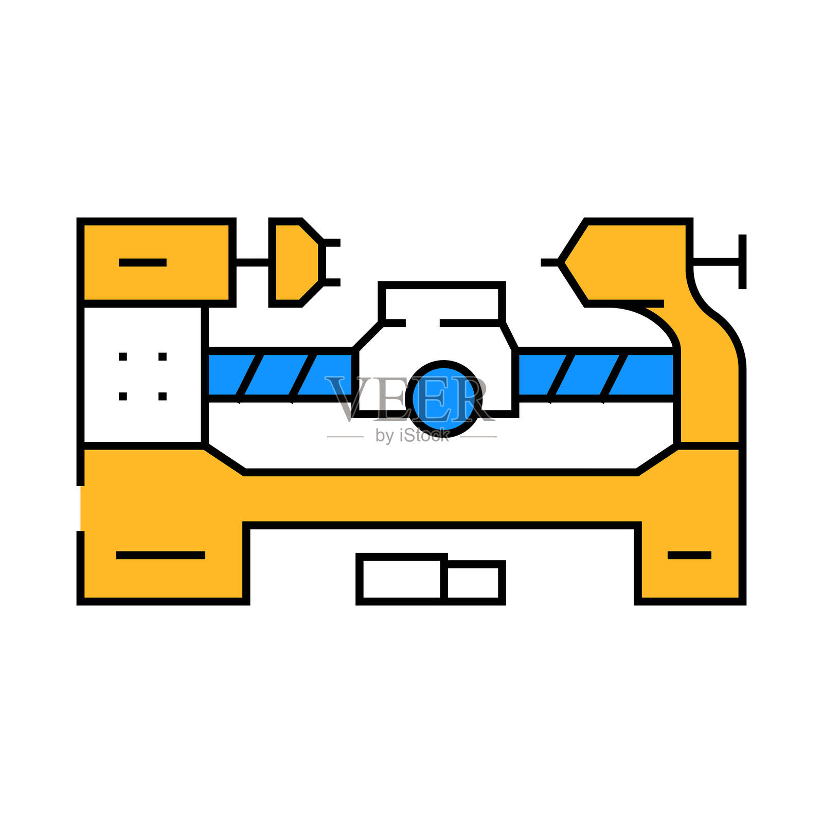 车床工具工作图标彩色插图插画图片素材
