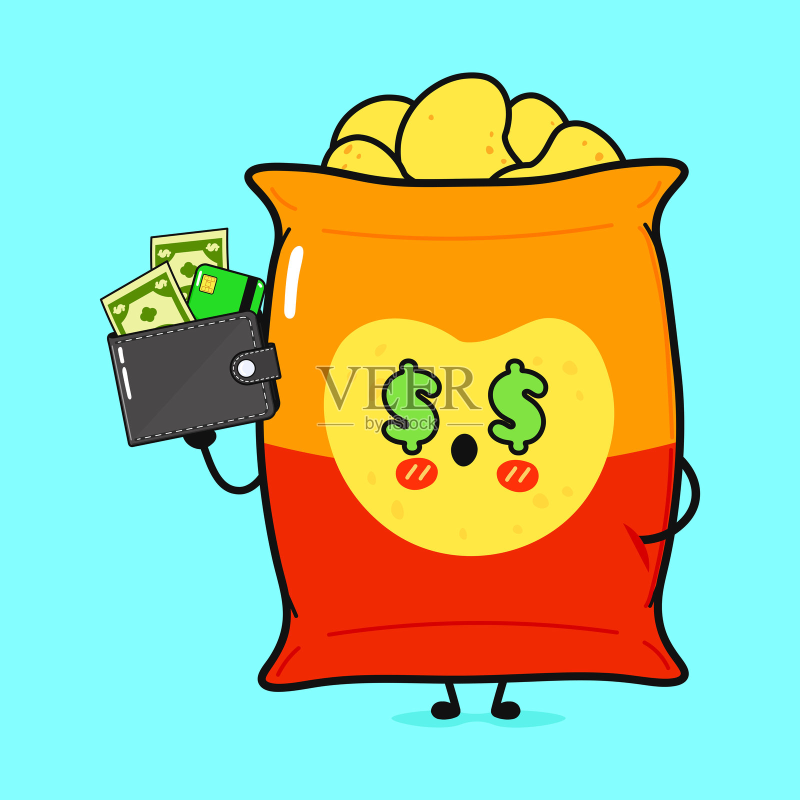 筹码、美元、钱包、钱币角色插画图片素材