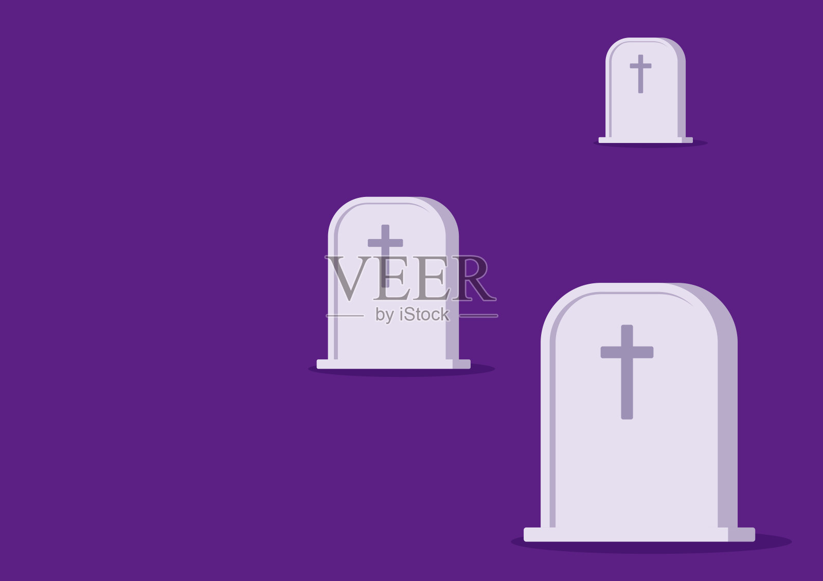 墓碑矢量图。万圣节节日符号平面插图，背景为白色。插画图片素材