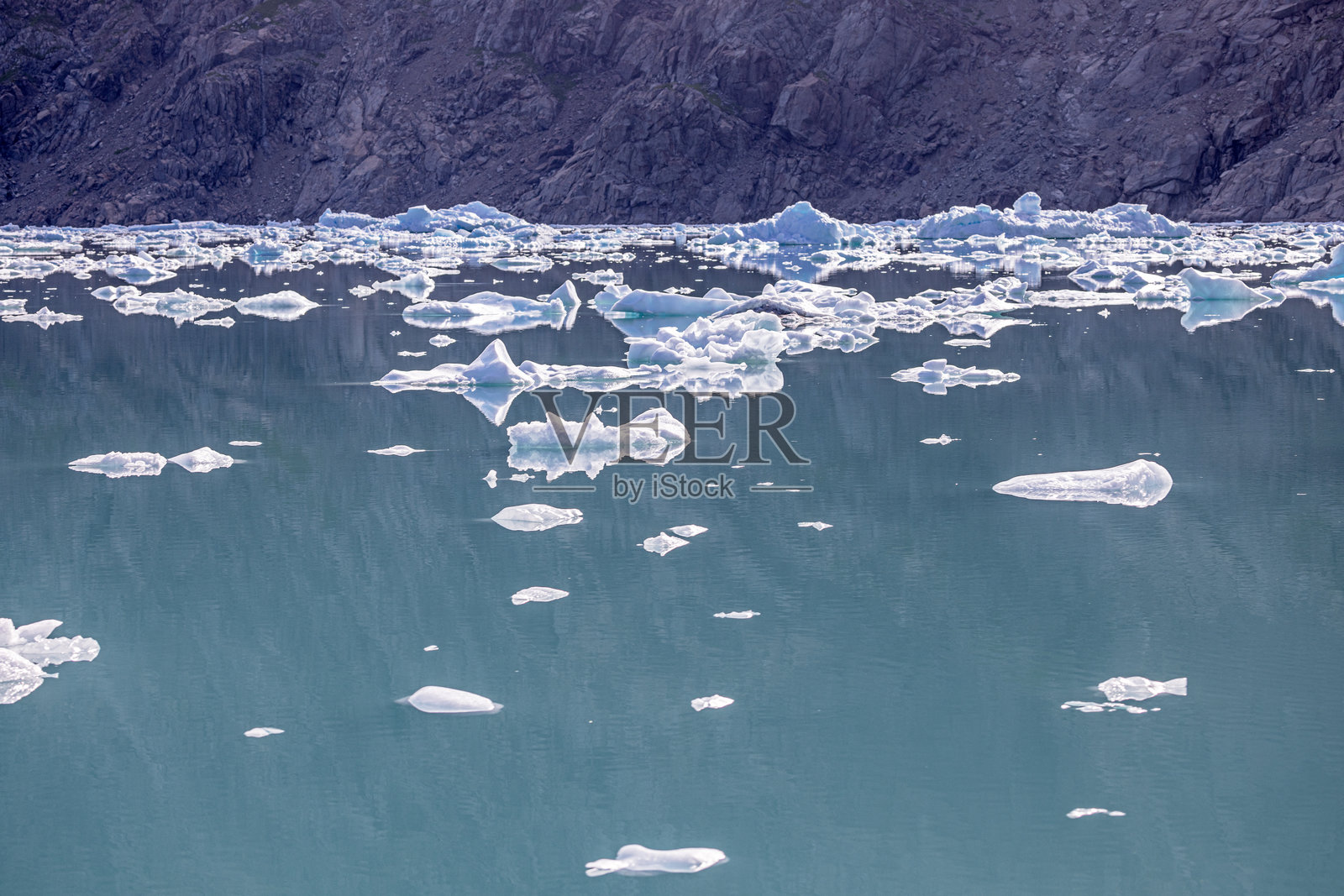 峡湾中的冰川漂浮物照片摄影图片