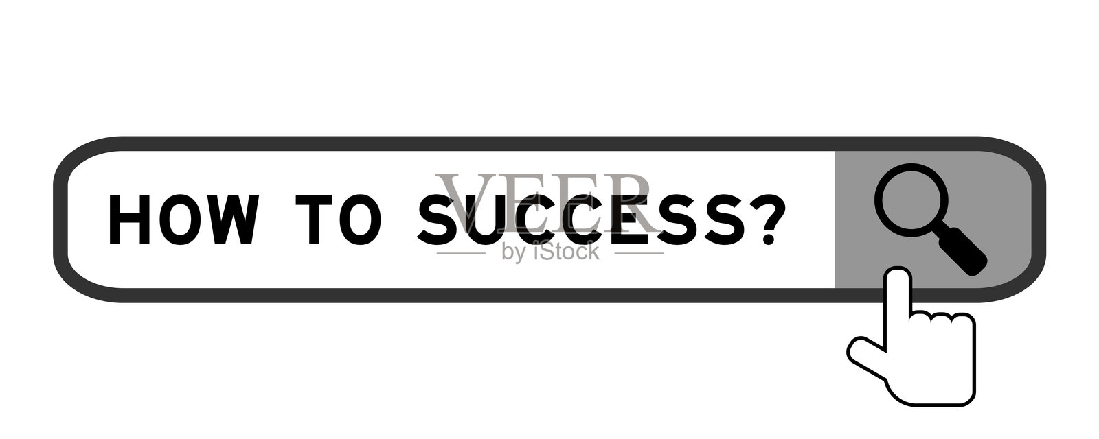 在文字搜索横幅如何成功与移交放大镜图标在白色背景插画图片素材