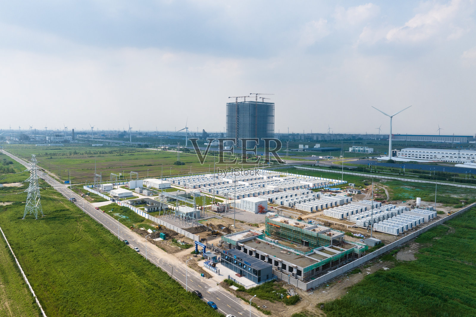 储能电站俯瞰照片摄影图片