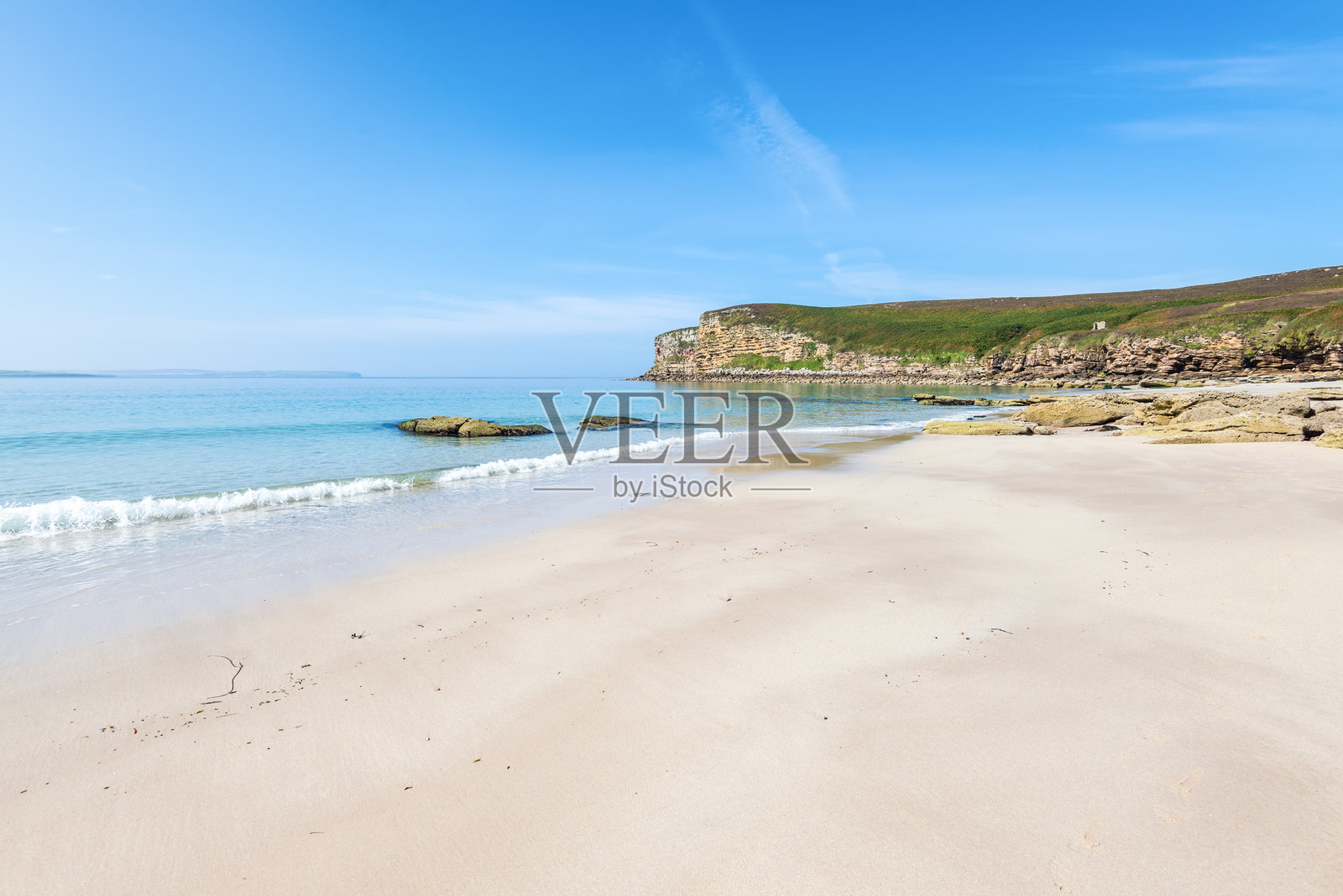 苏格兰凯瑟尼斯的邓内特角附近的皮迪沙滩照片摄影图片