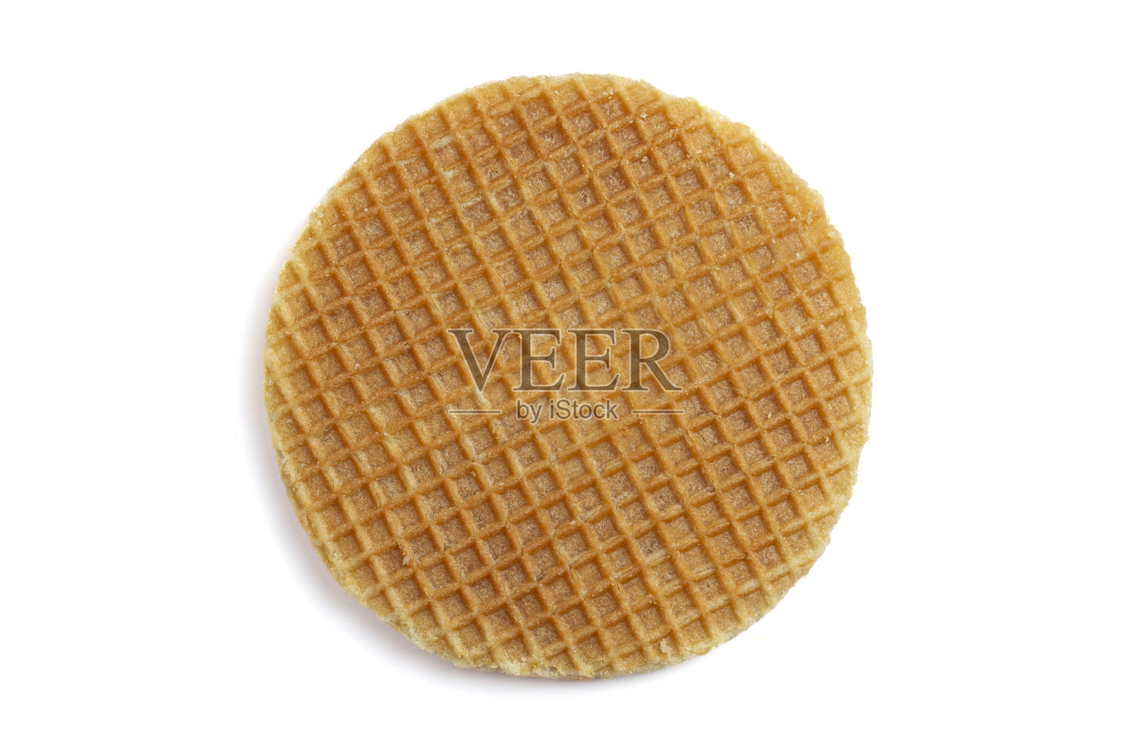 焦糖填充的荷兰糖浆华夫饼饼干，孤立在白色背景上照片摄影图片