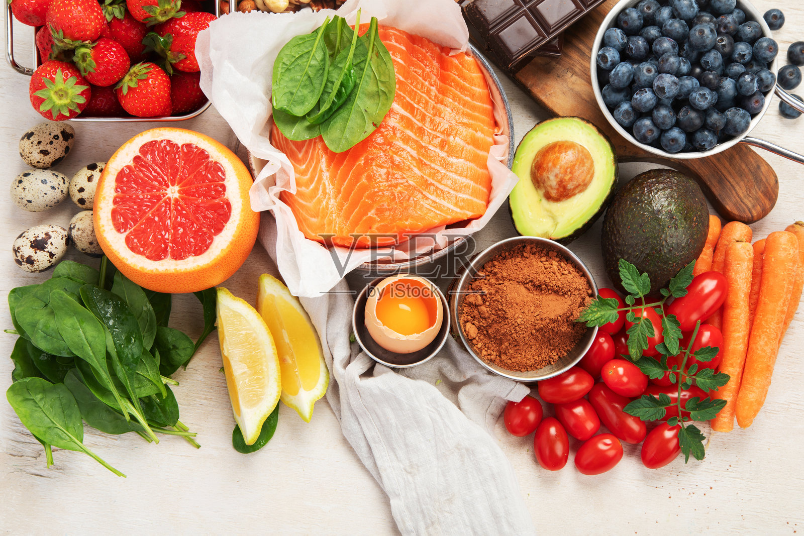 富含胶原蛋白的食物。健康产品让肌肤美丽。照片摄影图片