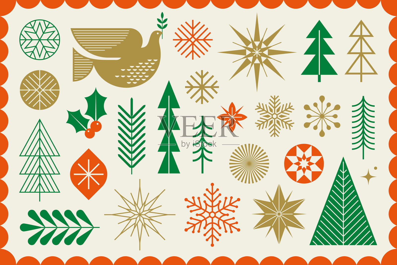 现代几何圣诞节假日设计元素插画图片素材