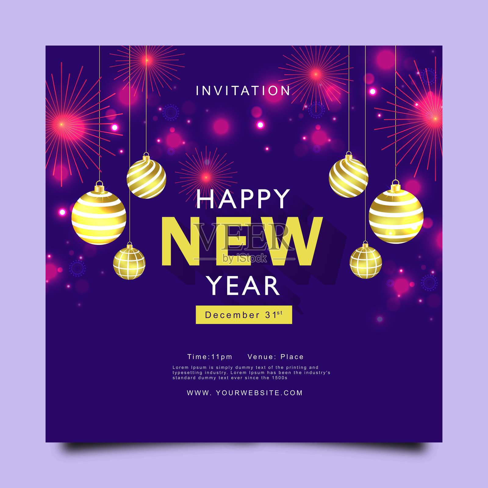 新年快乐派对庆祝海报模板设计插画图片素材