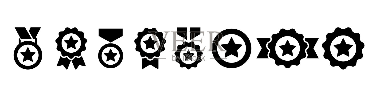 奖牌图标集。奖励图标插画图片素材