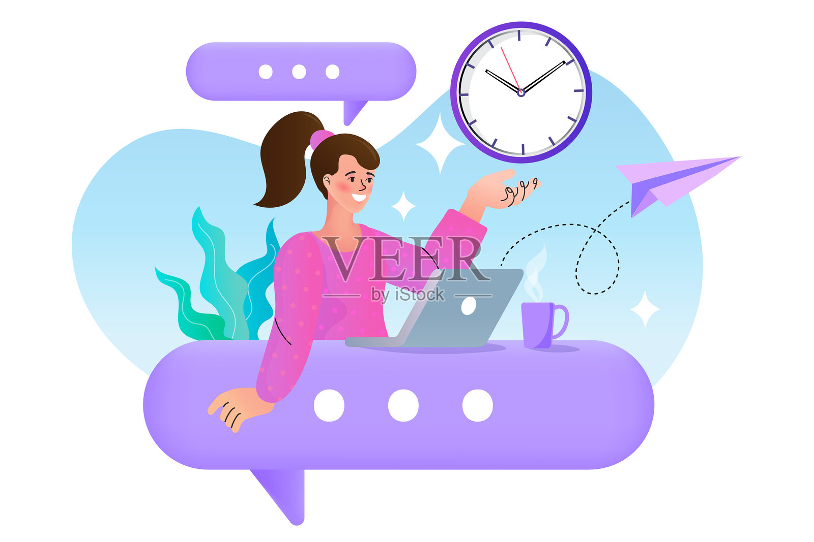 工作日程优化。商业计划。时间管理扁平等距矢量概念。插画图片素材