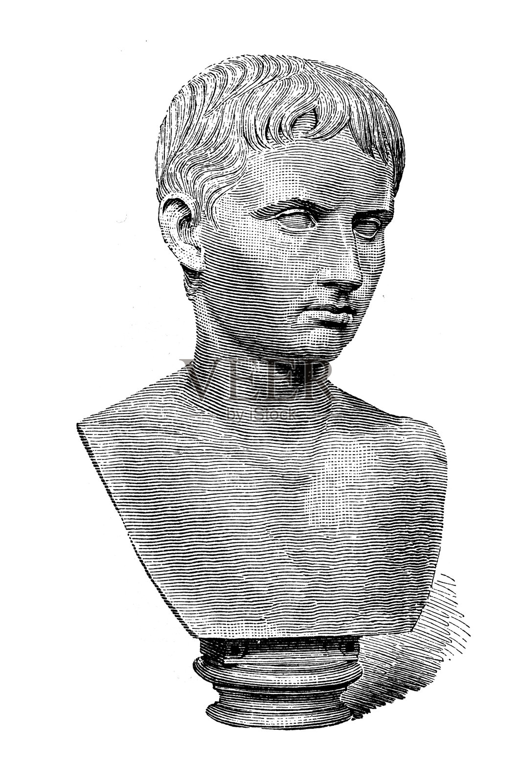 古罗马，奥古斯都（前称屋大维）皇帝的半身像插画图片素材