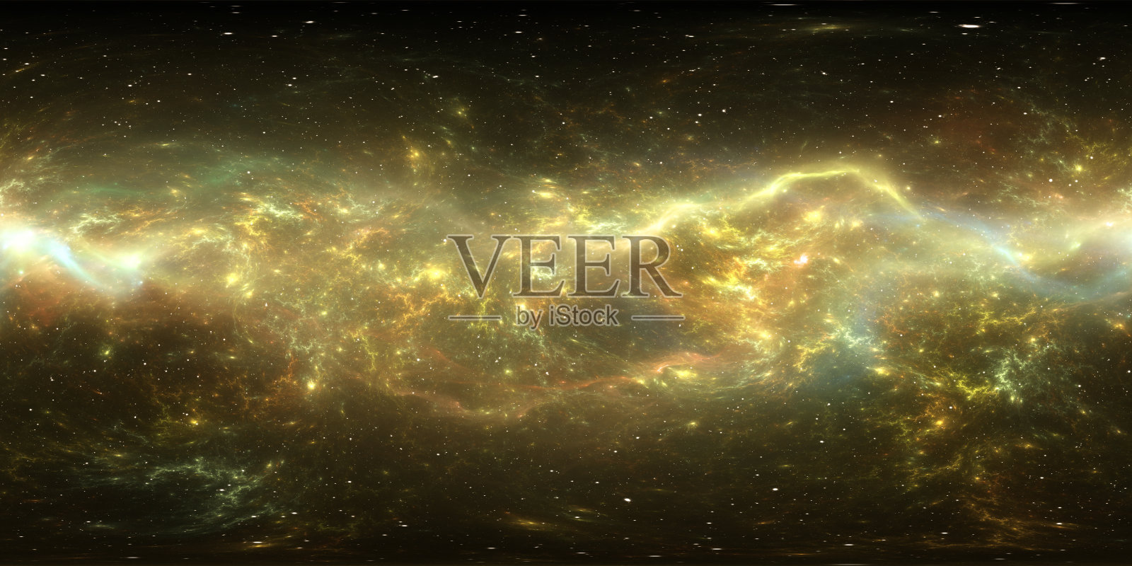 虚拟现实环境 360 HDRI 地图。空间等距投影，球形全景。星际星云与星星。照片摄影图片