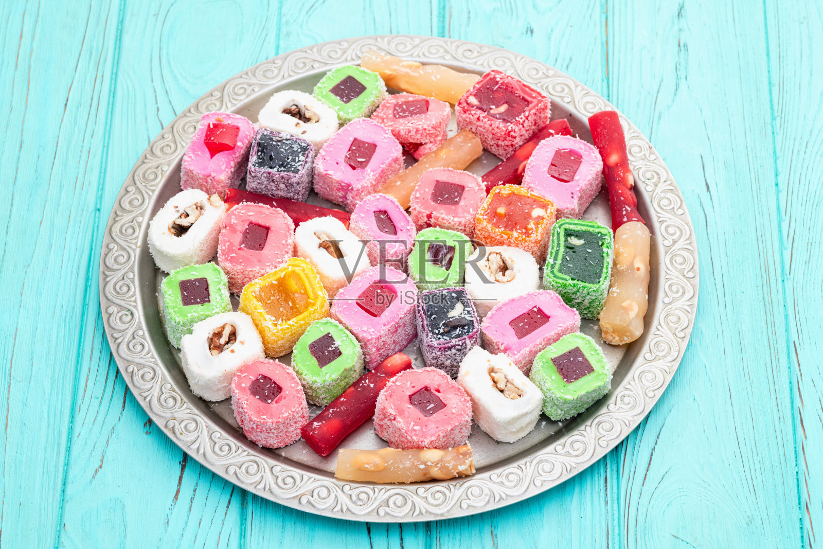 土耳其软糖糖果。拉哈特·洛库姆摄影照片摄影图片