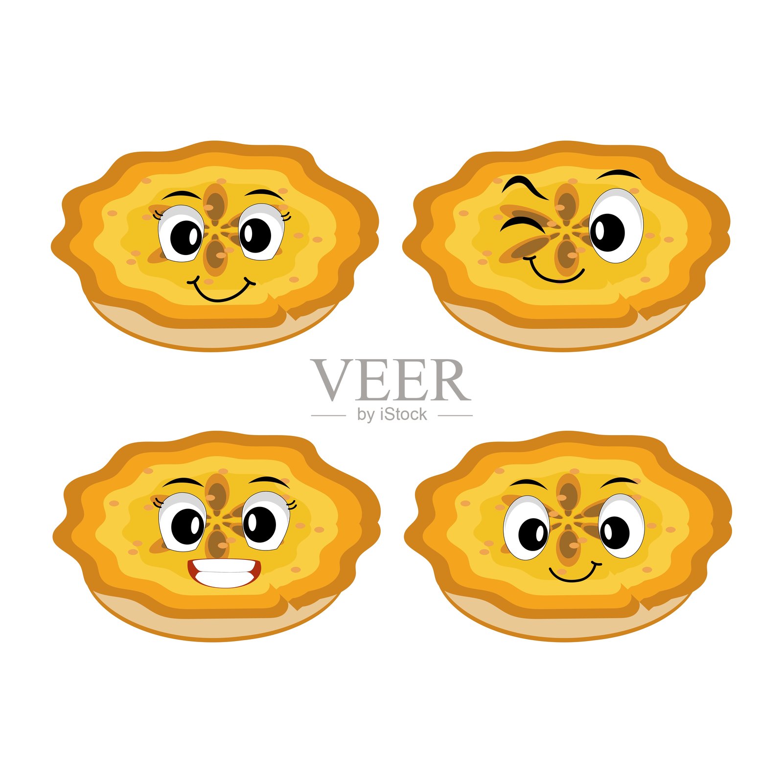 可爱快乐搞笑的角色南瓜派套装插画图片素材