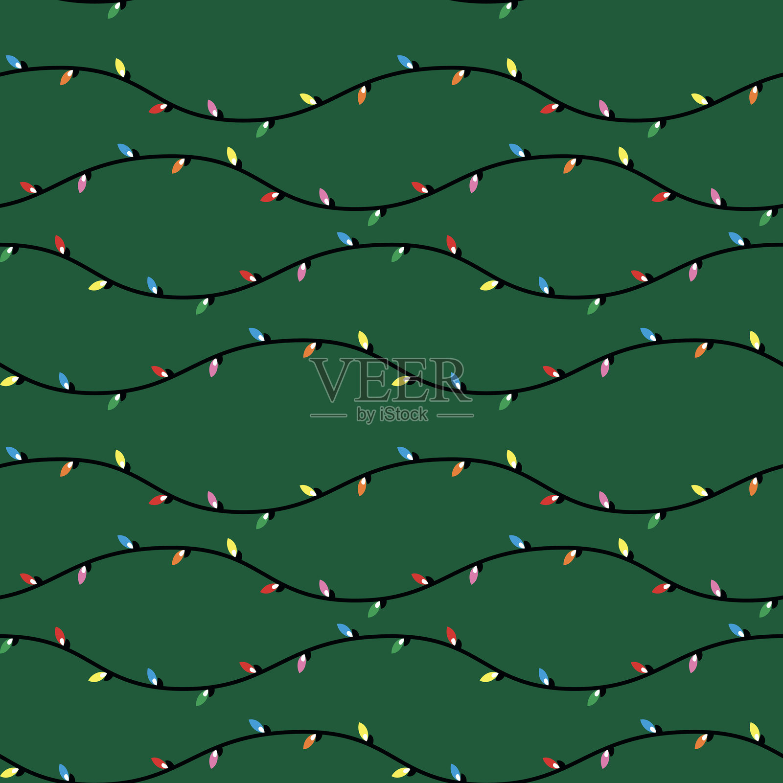 现代圣诞图案的圣诞灯饰包装纸插画图片素材