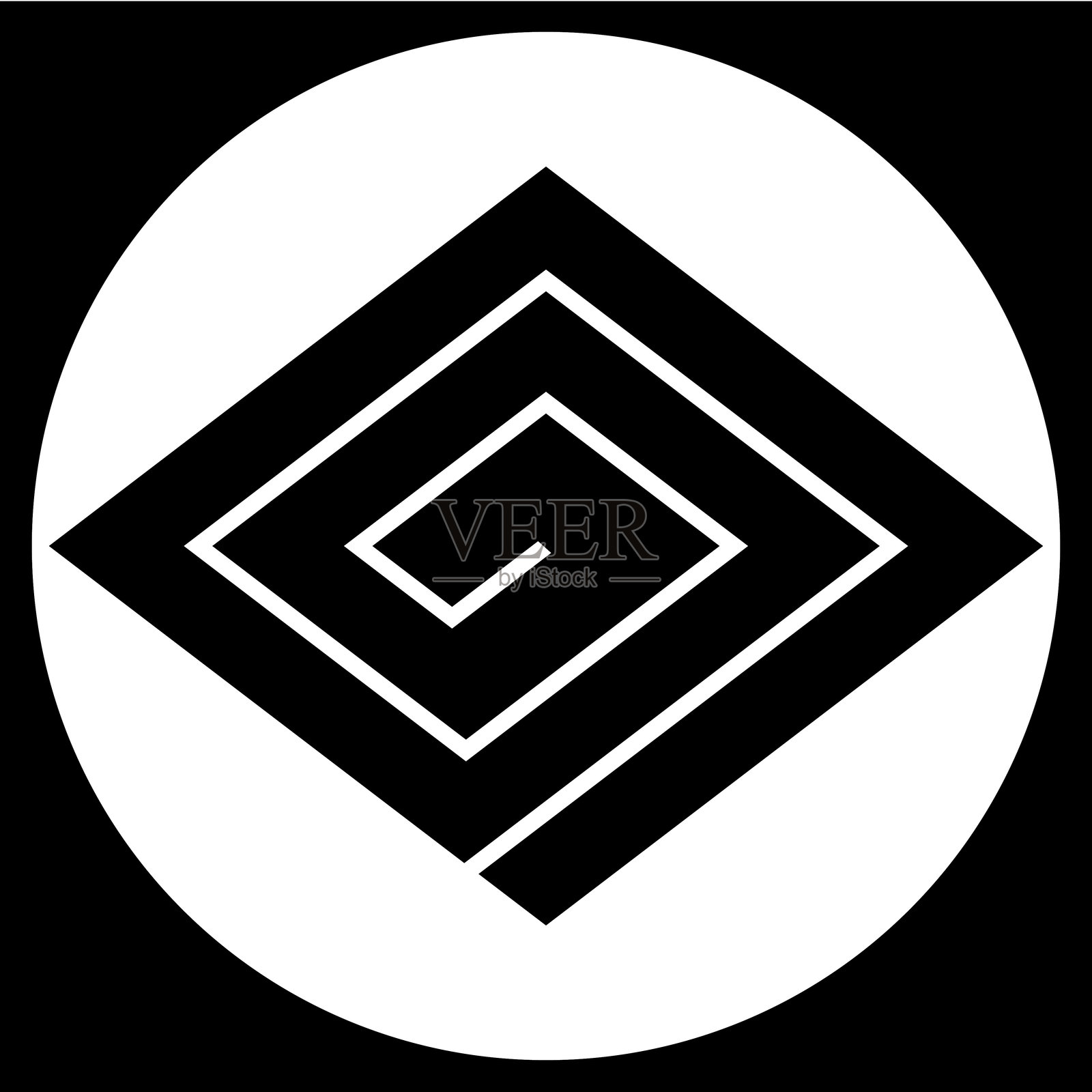 雷电图案的日本家族纹章矢量图标插图（开放背景的钻石闪电）。插画图片素材