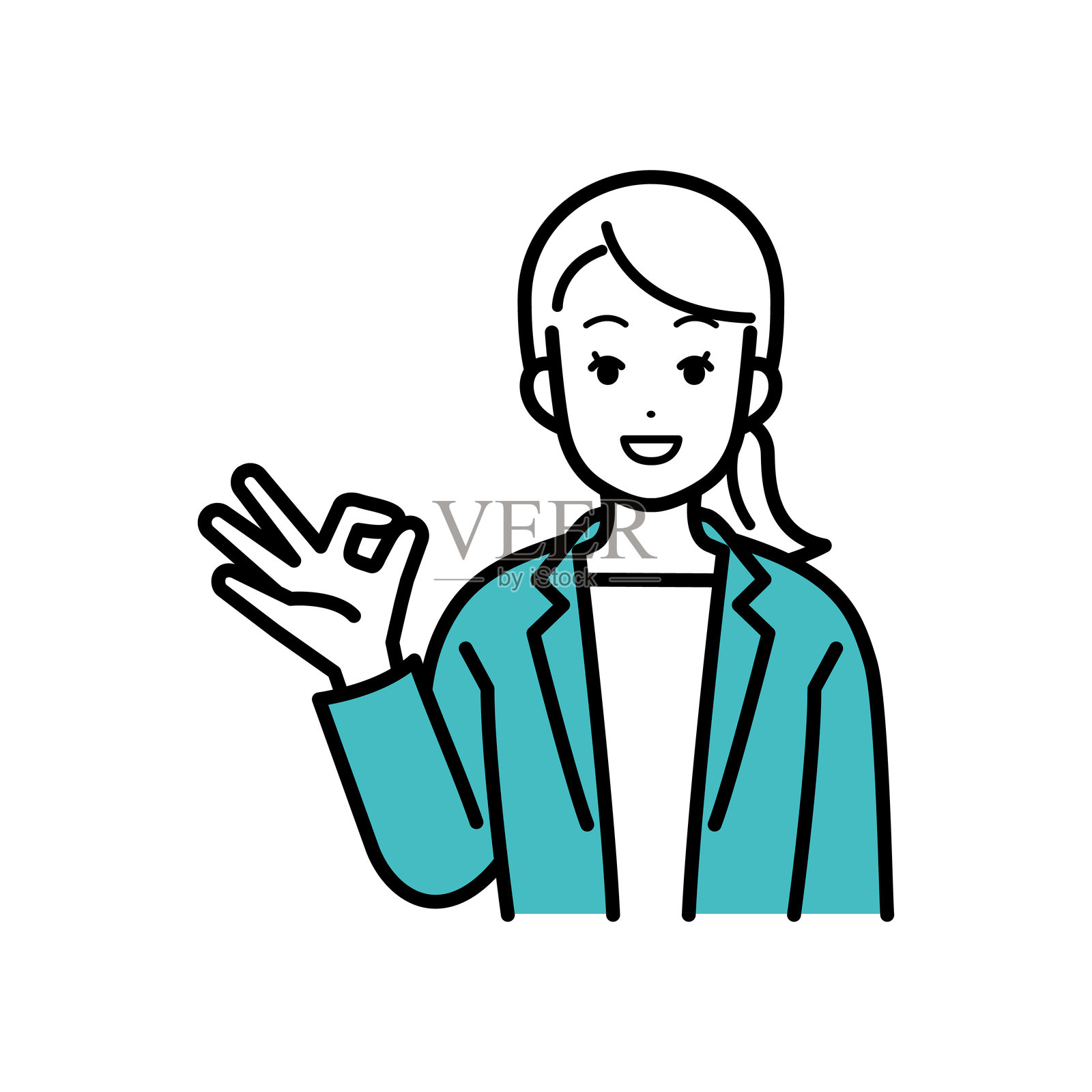 商务女性做出“OK”手势的插图。插画图片素材