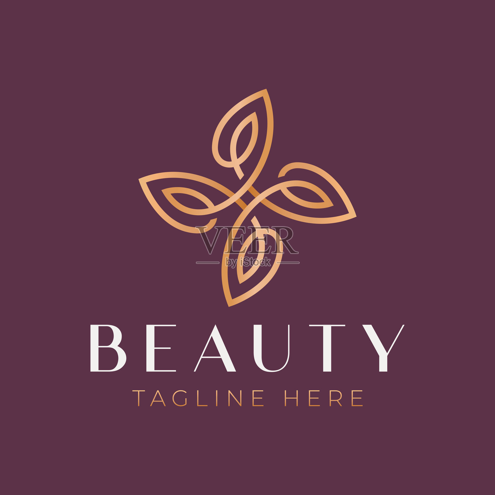 自然美学几何抽象漩涡叶子商业护肤品化妆品标志插画图片素材