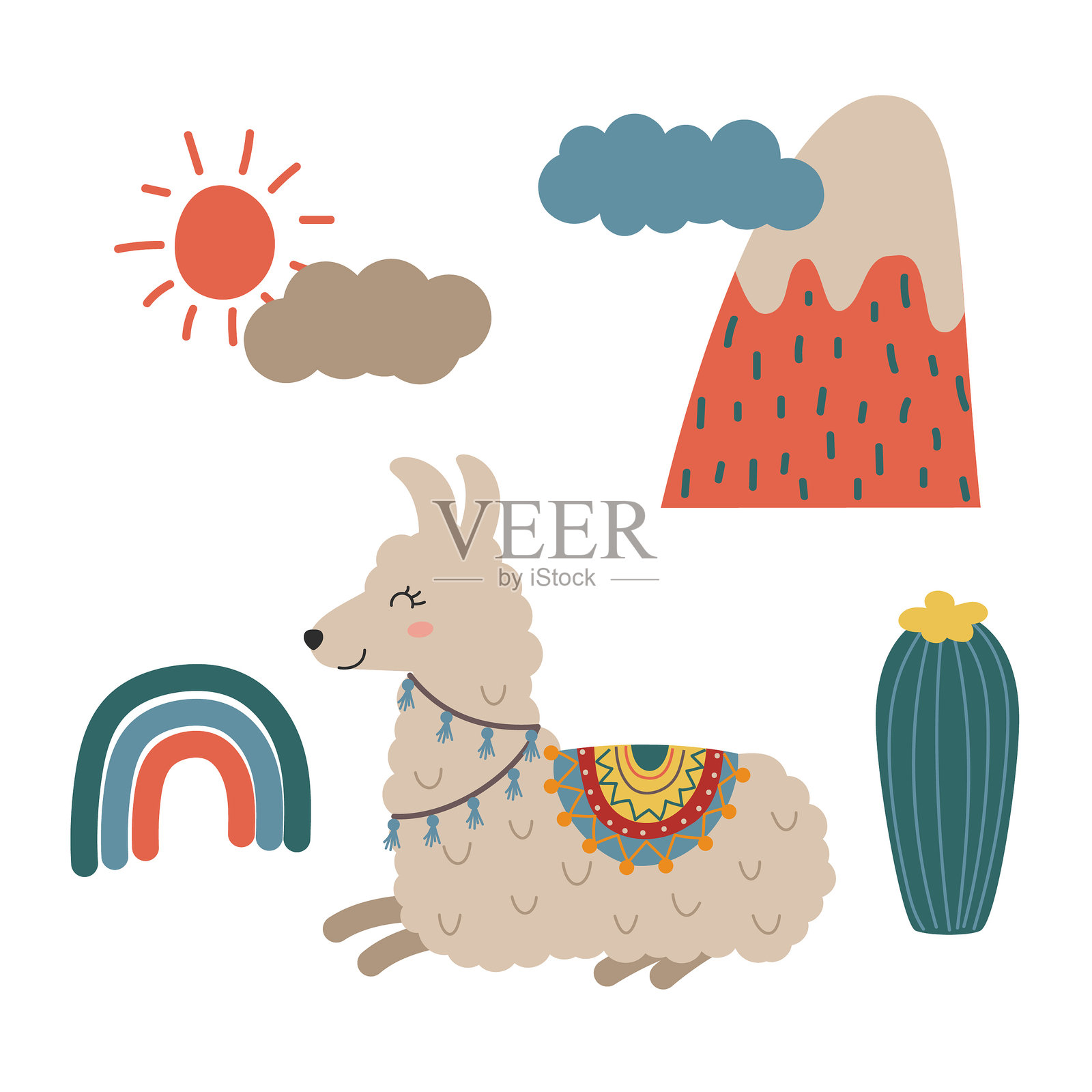 拉马剪贴画插画图片素材