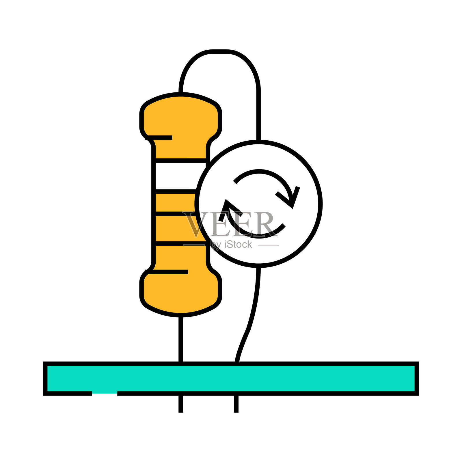 电阻器更换电子图标彩色插图插画图片素材