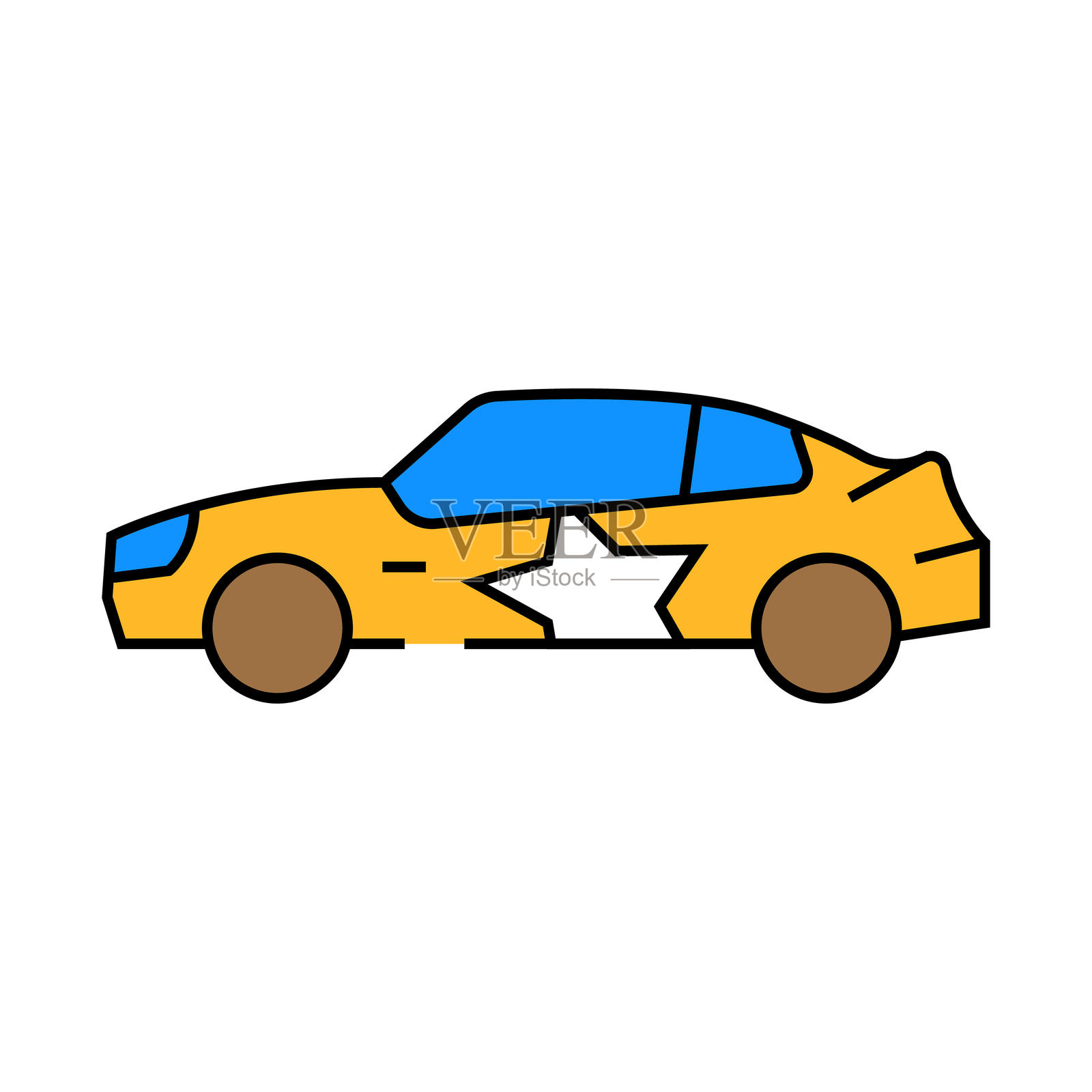 现代赛车车辆速度图标彩色插图插画图片素材