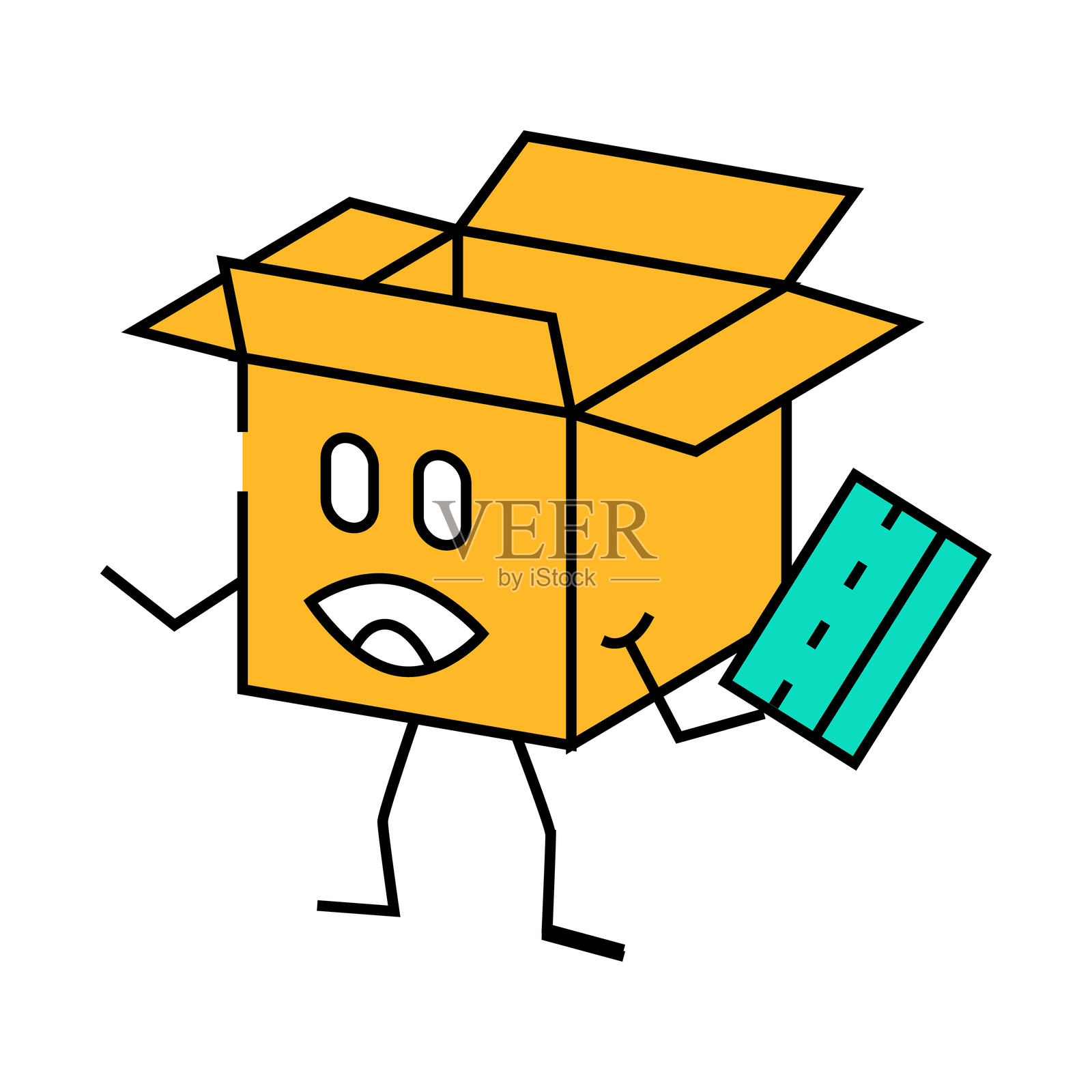 信用卡纸箱角色图标彩色插图插画图片素材