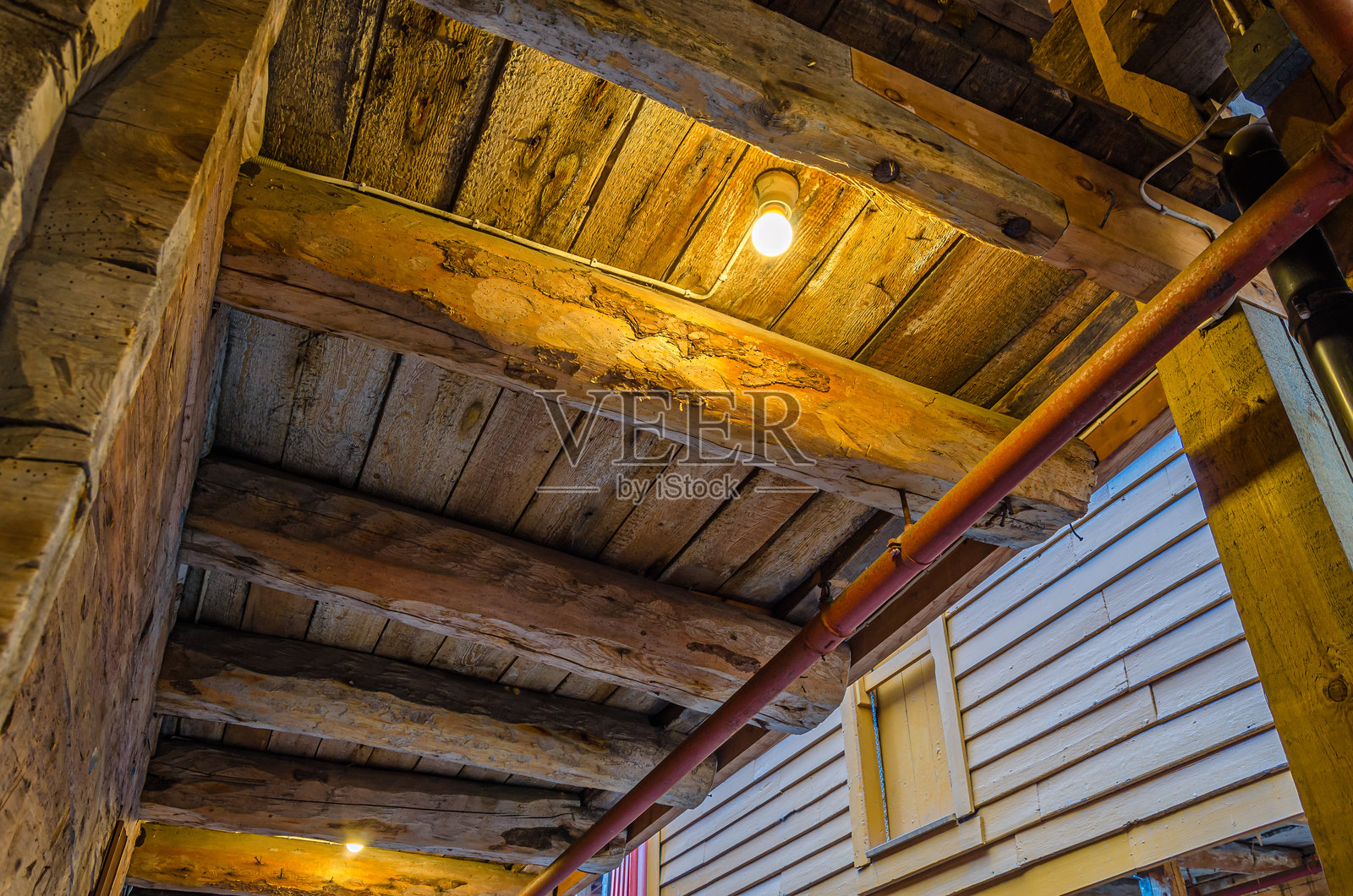 挪威卑尔根布吕根木屋的建筑细节照片摄影图片