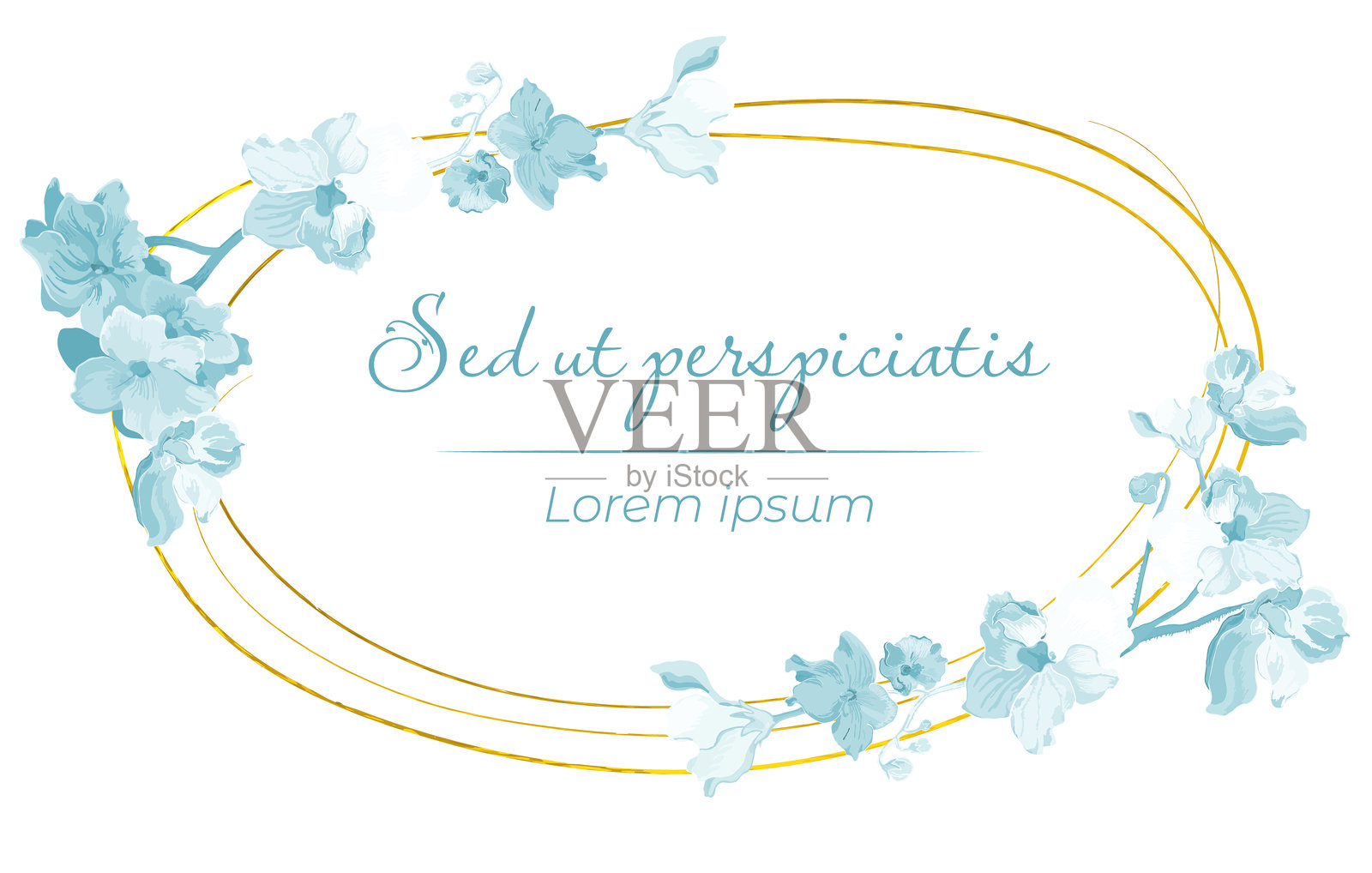 孤立的框架中盛开的浅紫色花朵插画图片素材