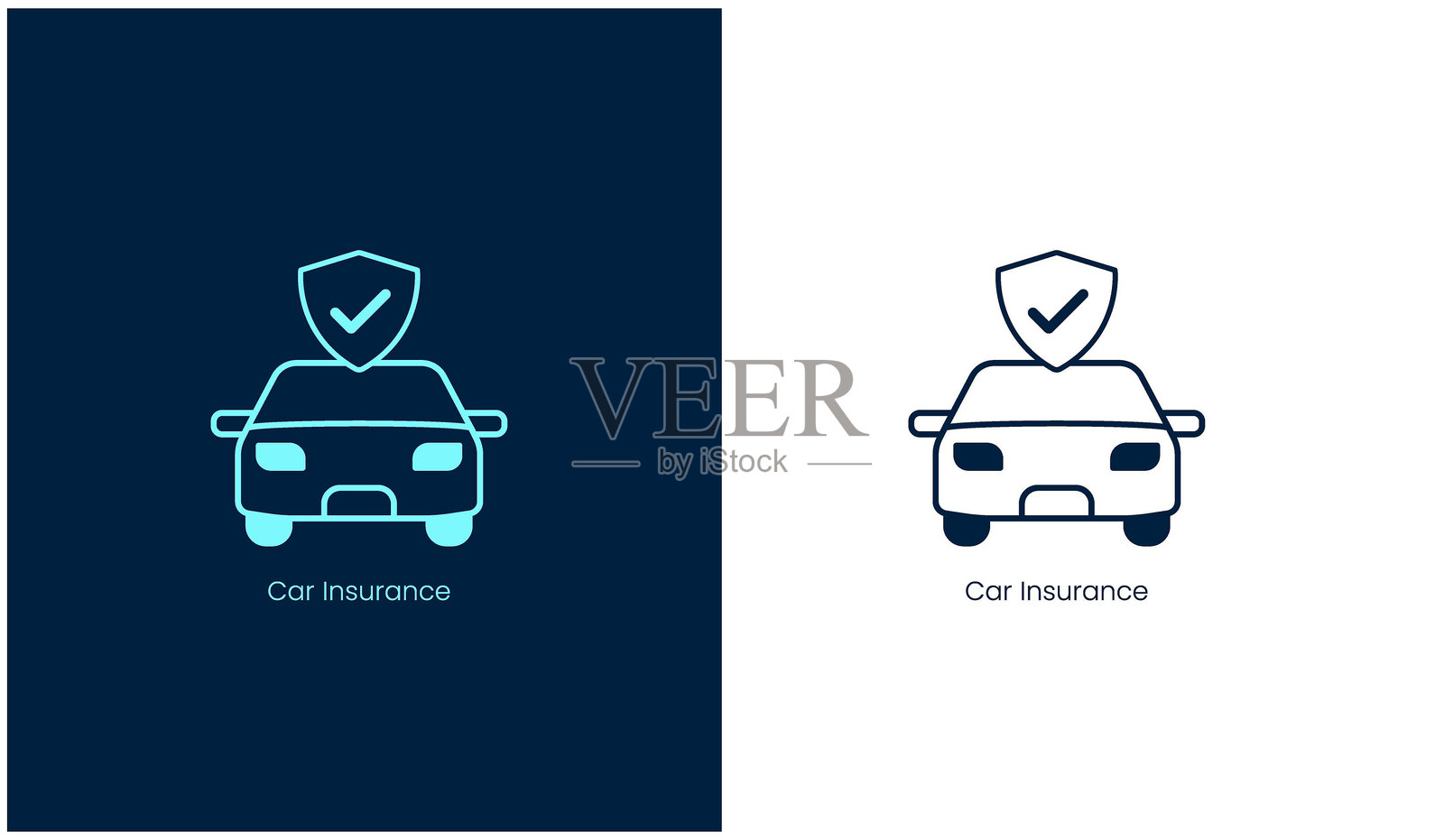 汽车保险图标，代表车辆保障与保护插画图片素材