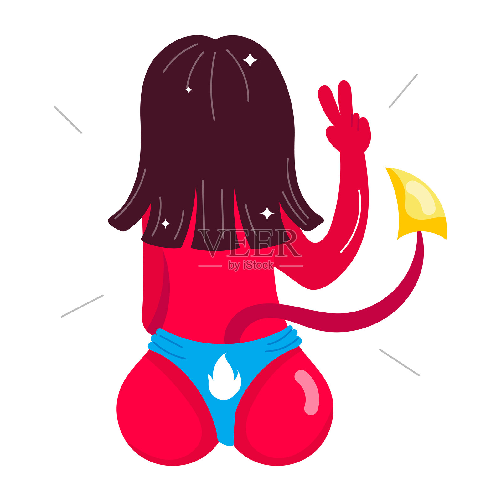 恶魔女孩的卡通风格贴纸插画图片素材