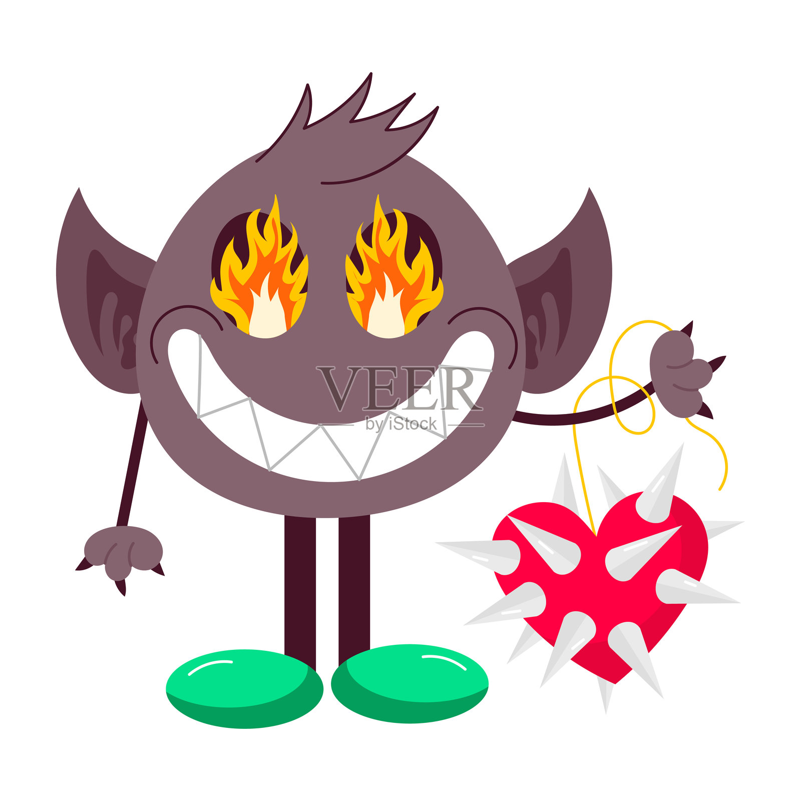 漫画风格的浪漫恶魔贴纸插画图片素材