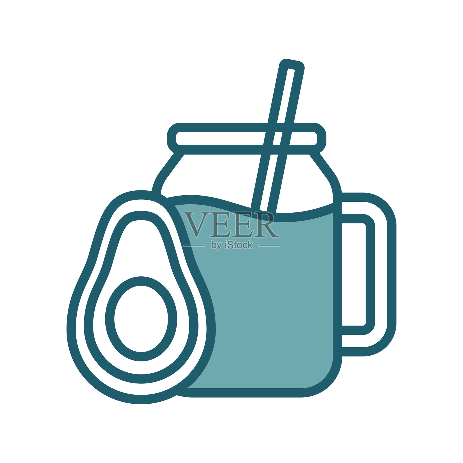 牛油果汁图标矢量设计模板，简单而干净插画图片素材