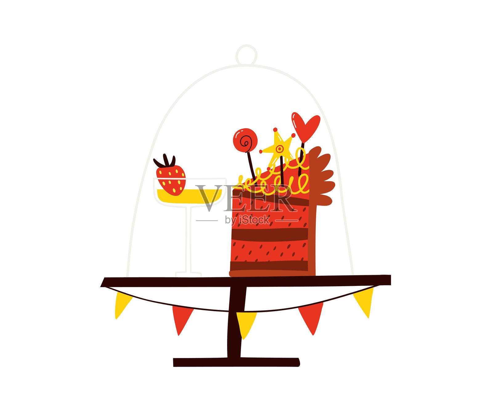 节日蛋糕装饰。生日、圣诞节、庆祝、派对。平面风格的矢量插图。插画图片素材