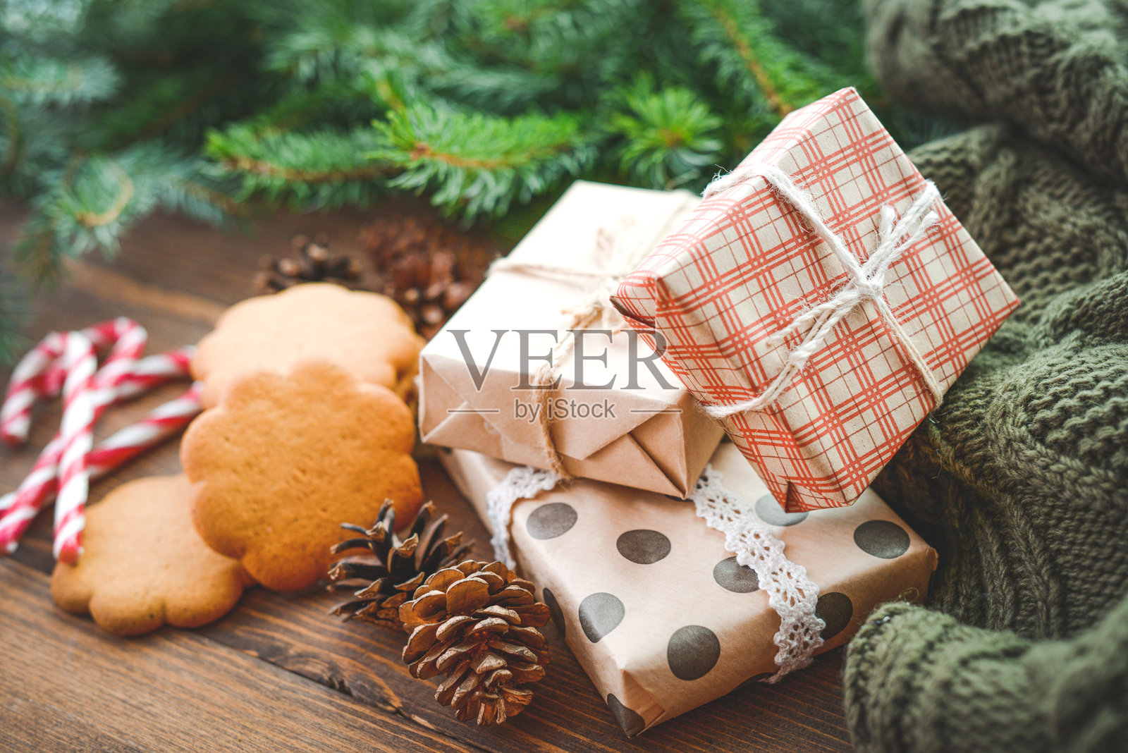 圣诞节背景与圣诞礼物照片摄影图片