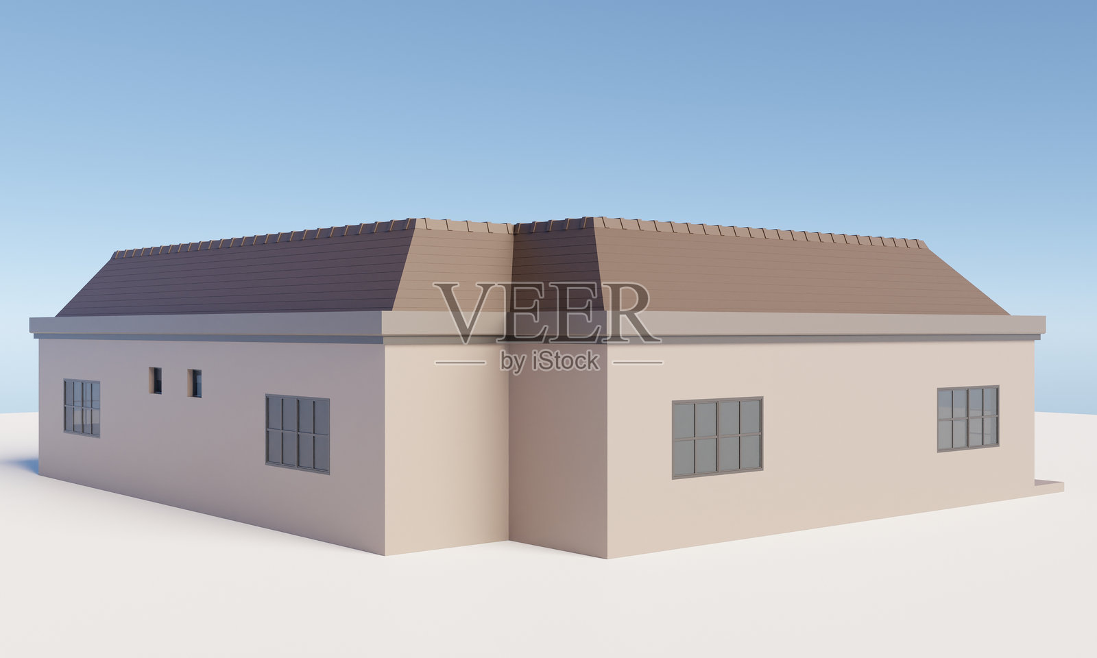 中型单层现代住宅的后视图照片摄影图片