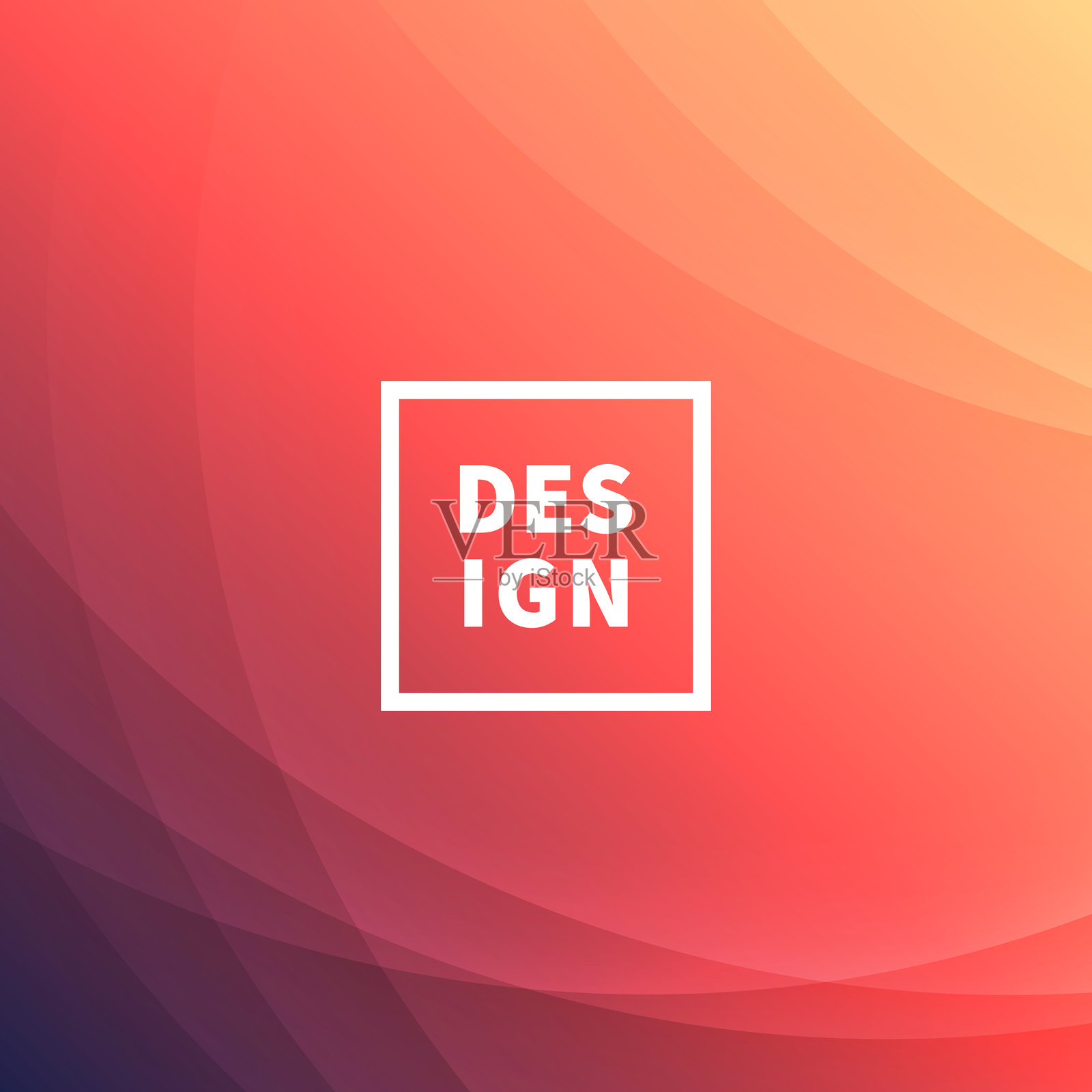 红色抽象背景与曲线 - 时尚几何设计插画图片素材