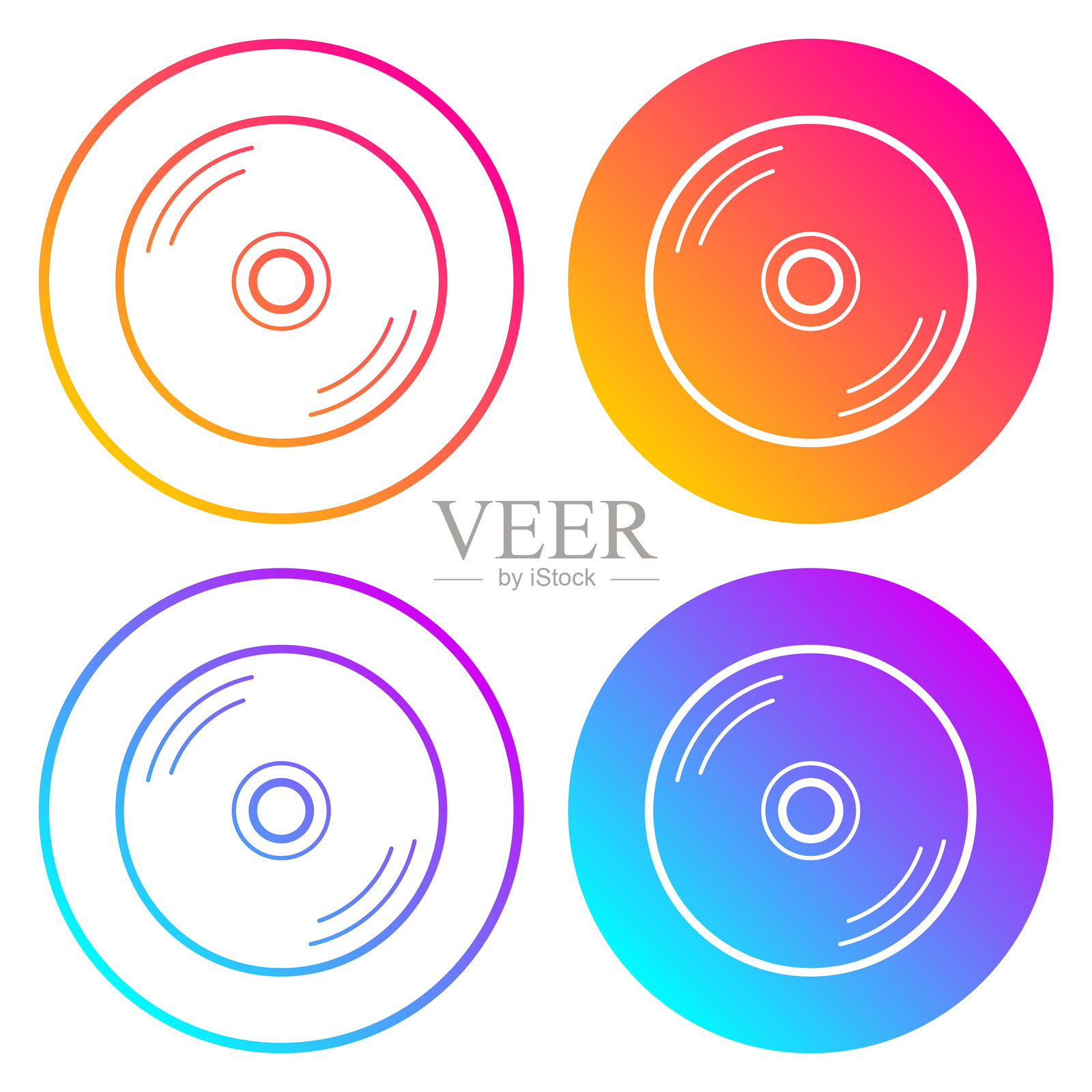 CD或DVD。带有颜色渐变的圆形图标插画图片素材