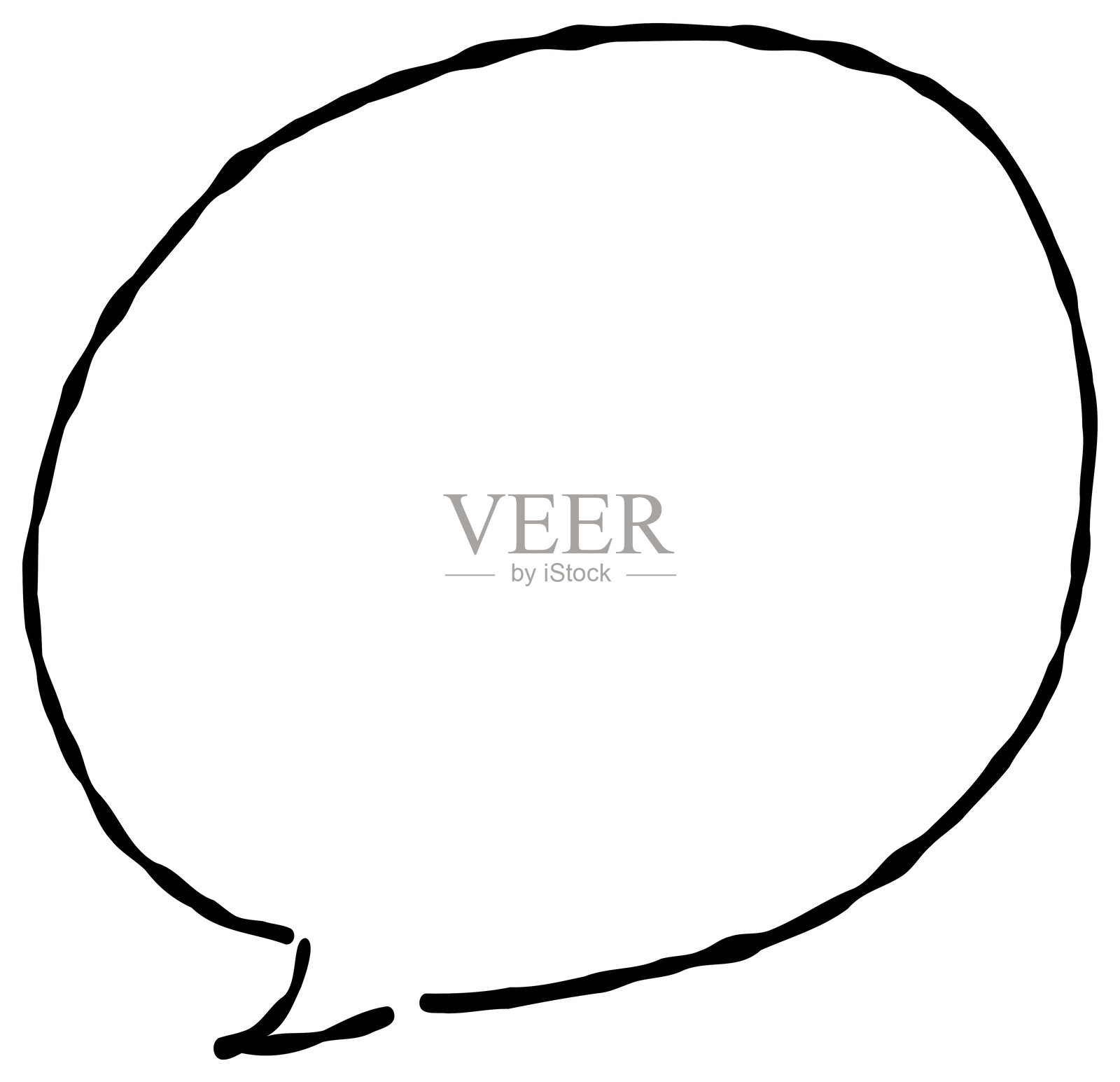 手绘圆形对话气泡。具有简单易用的设计，非常适合强调信息或评论。插画图片素材