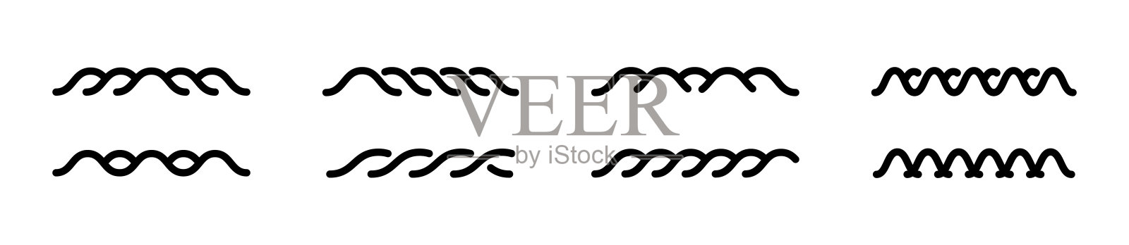 波浪线条集。波浪系列。水波矢量插图。波浪图标集。插画图片素材