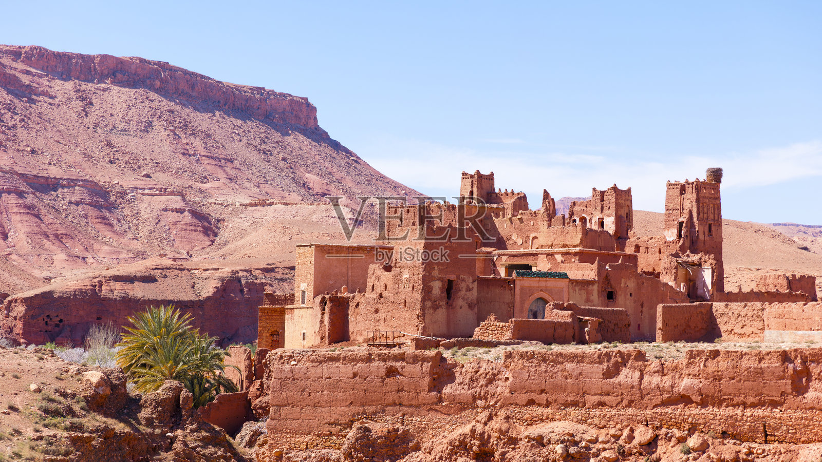 摩洛哥的古老卡斯巴，阿特拉斯山脉照片摄影图片