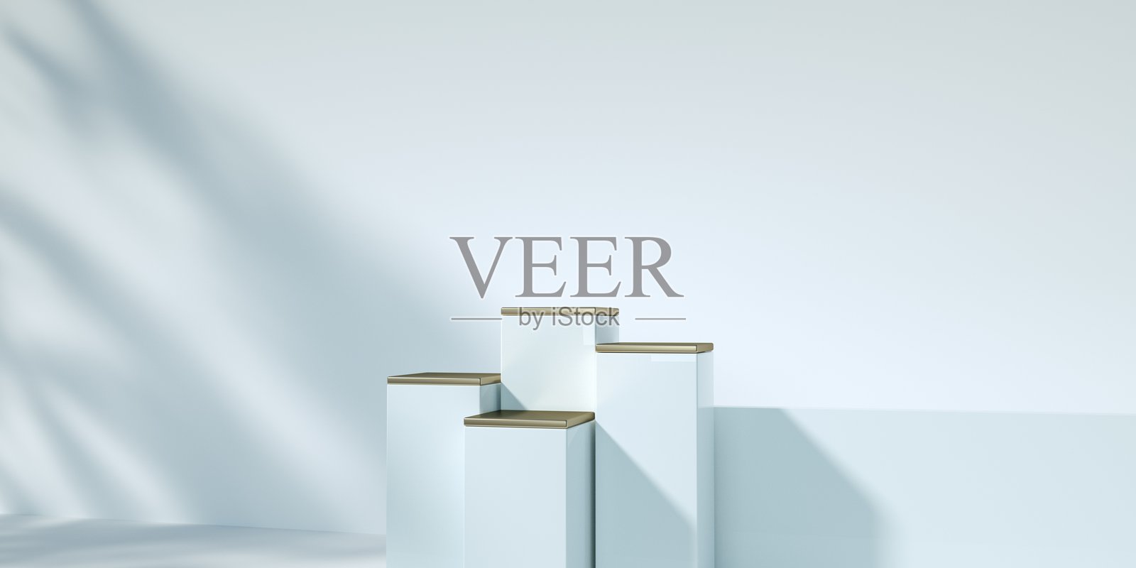 3D渲染，自然六边形讲台概念，模型，模板，石材讲台展示在墙影背景中。产品展示场景。逼真的讲台插图。照片摄影图片