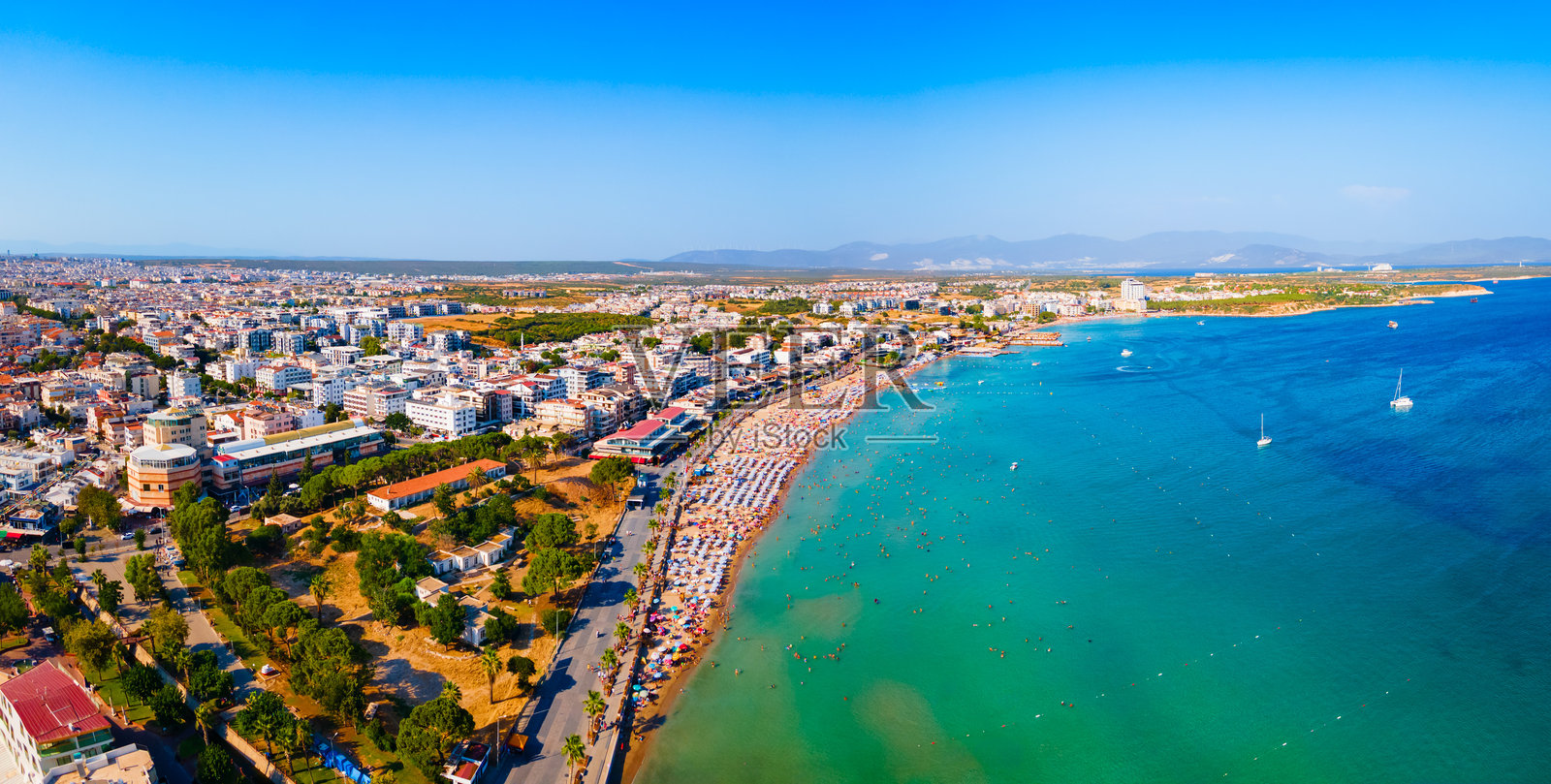 土耳其迪迪姆市海滩的航拍全景视图照片摄影图片