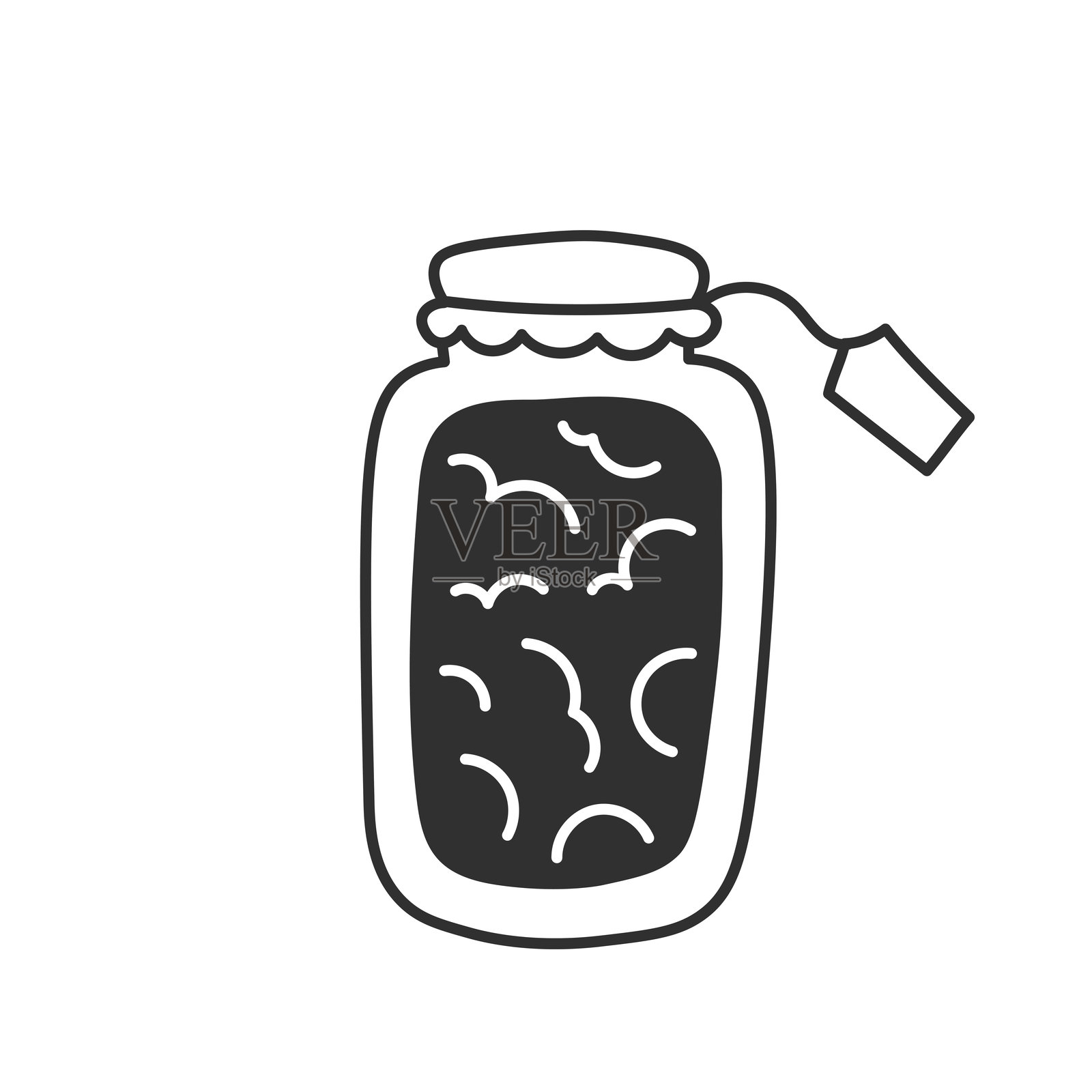 果酱玻璃罐和标签涂鸦图标插画图片素材