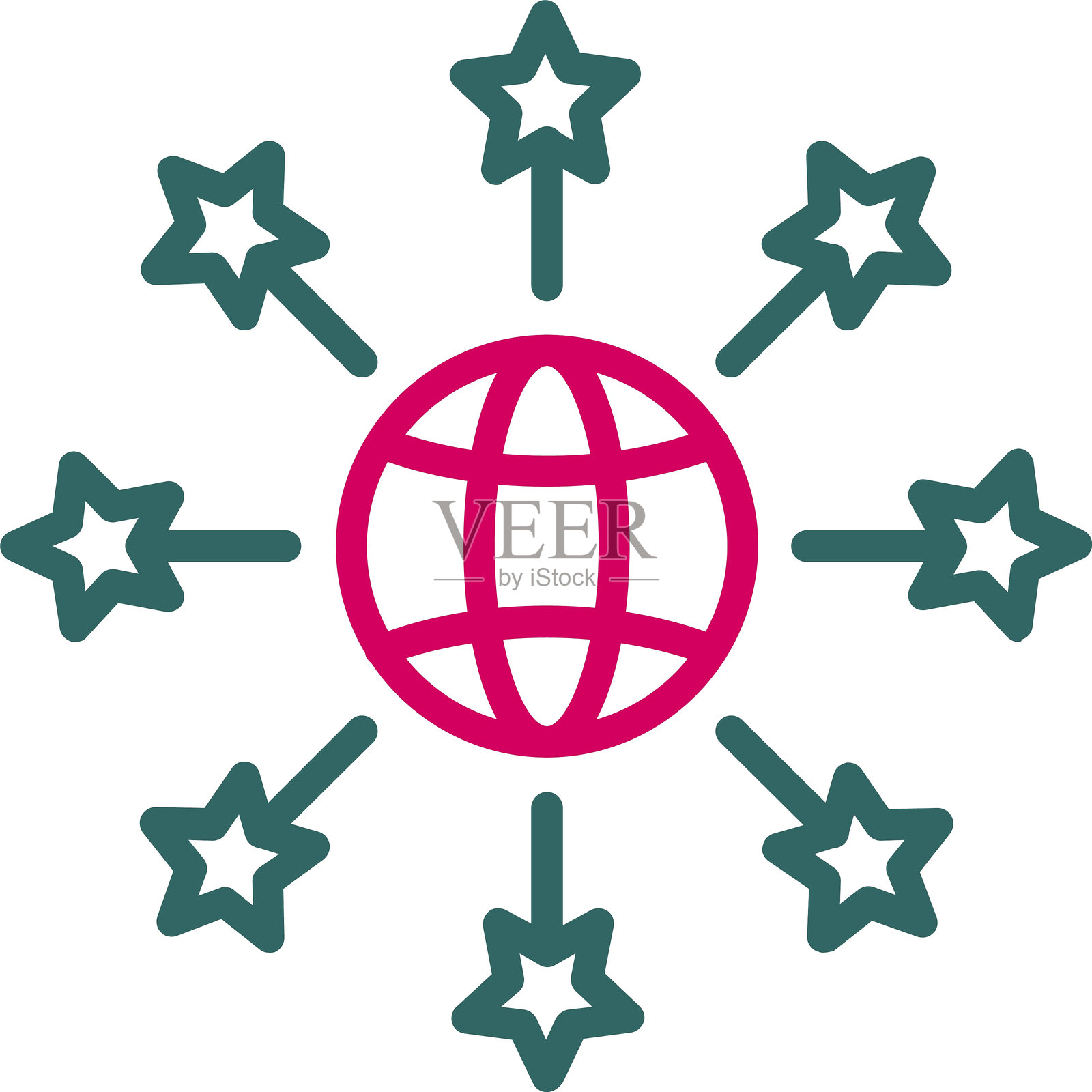 全球网络线条双色图标插画图片素材