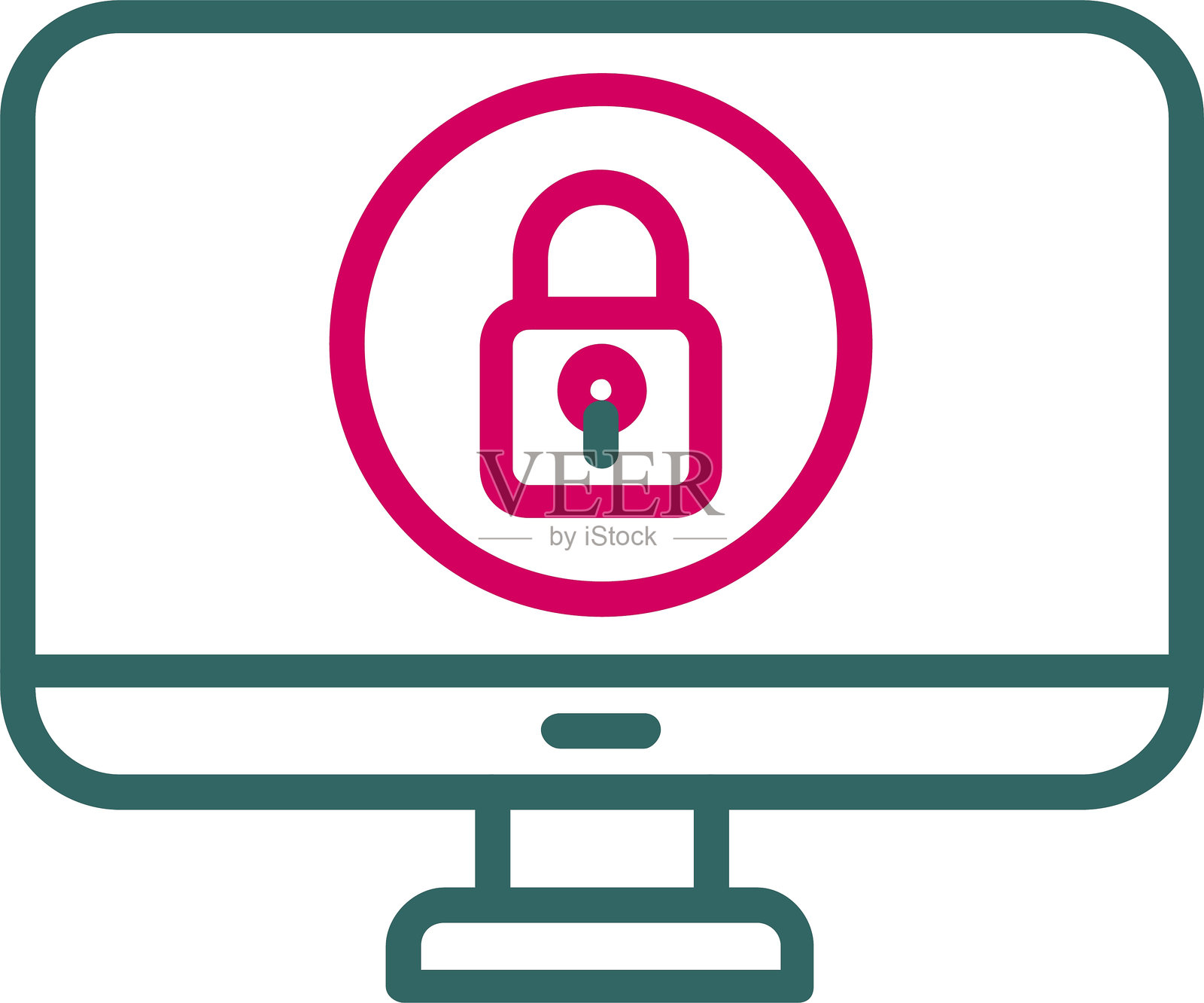 锁定线条双色图标插画图片素材