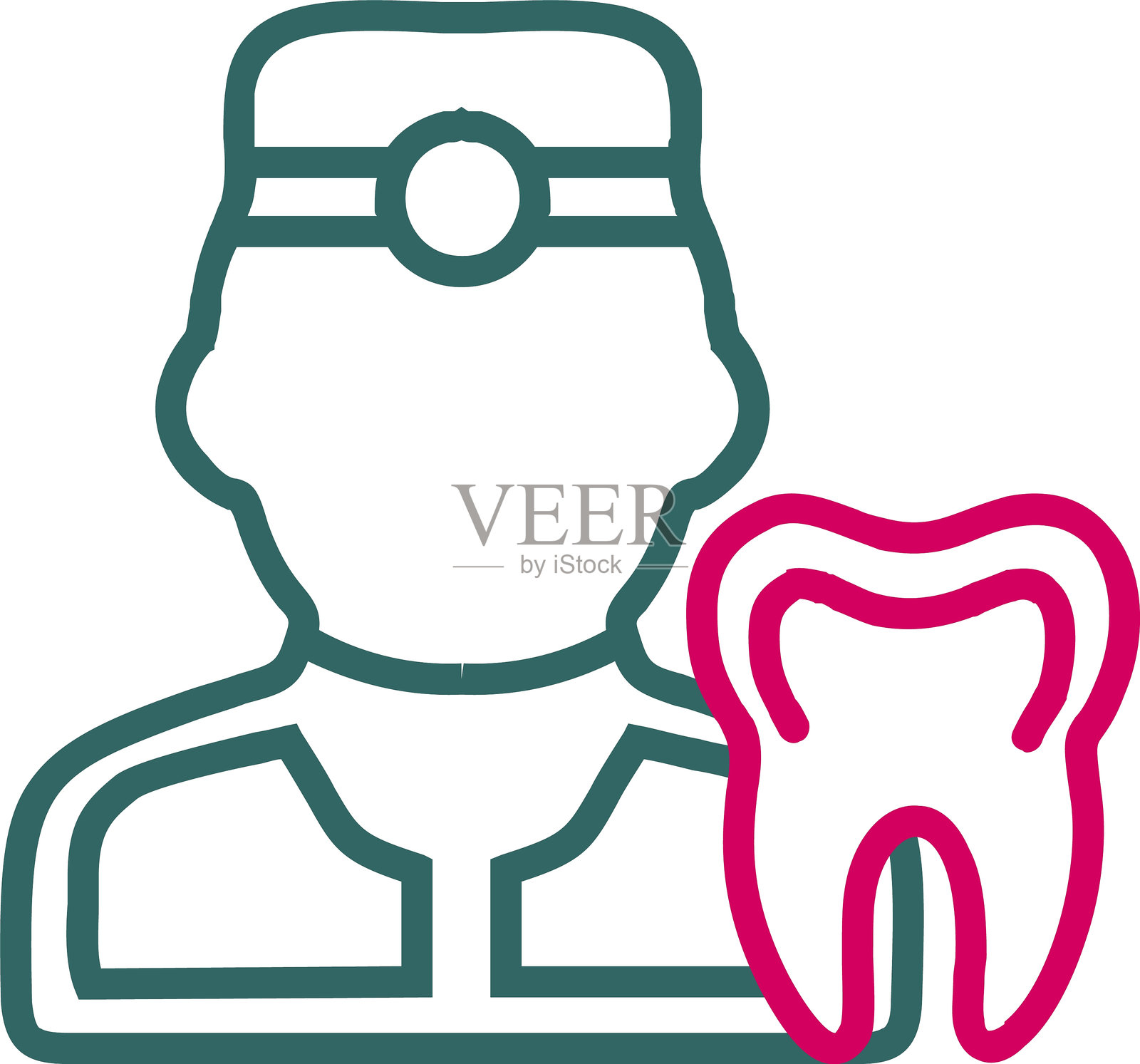 牙医线条双色图标插画图片素材