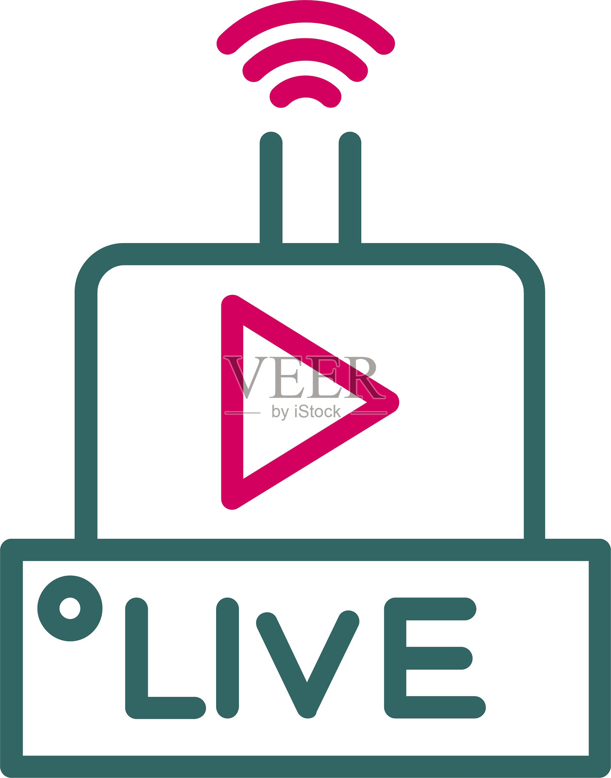 直播线条双色图标插画图片素材