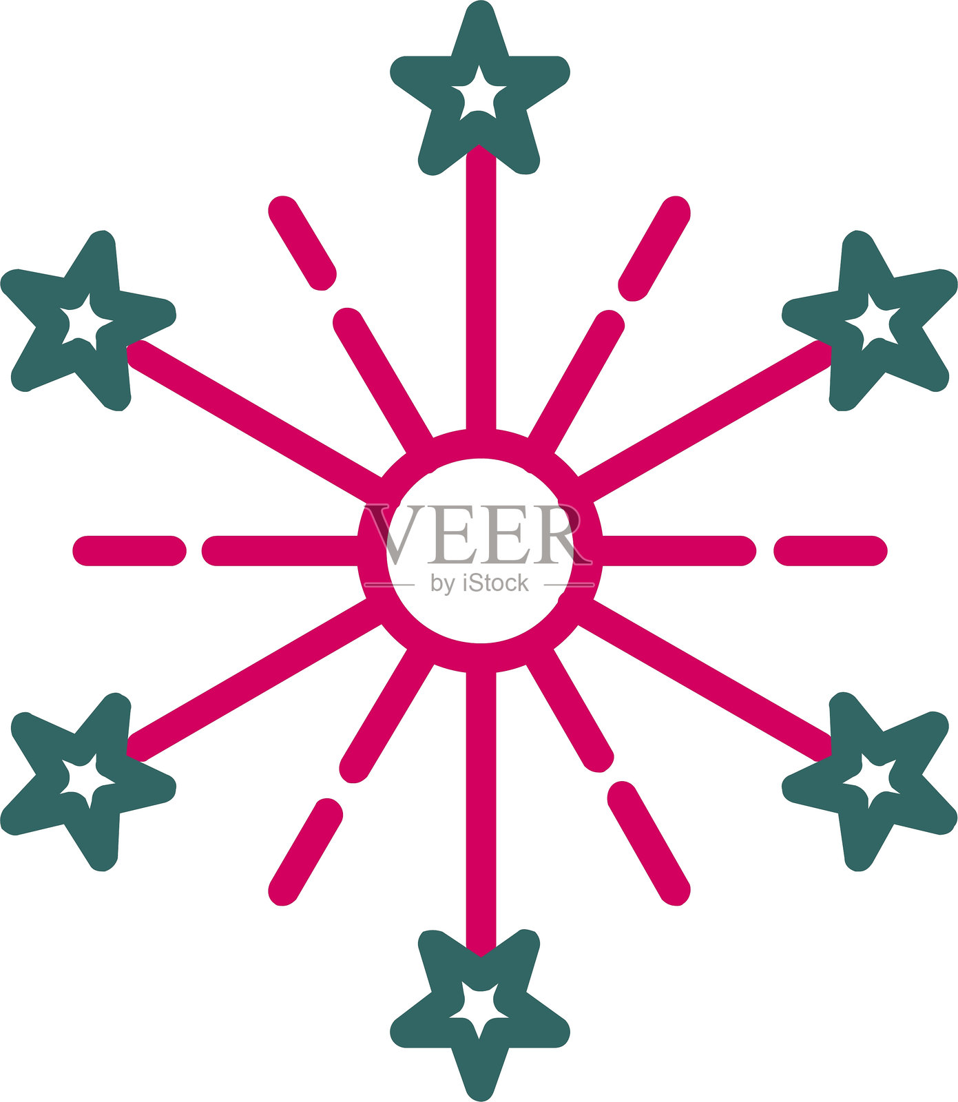 烟花线条双色图标插画图片素材