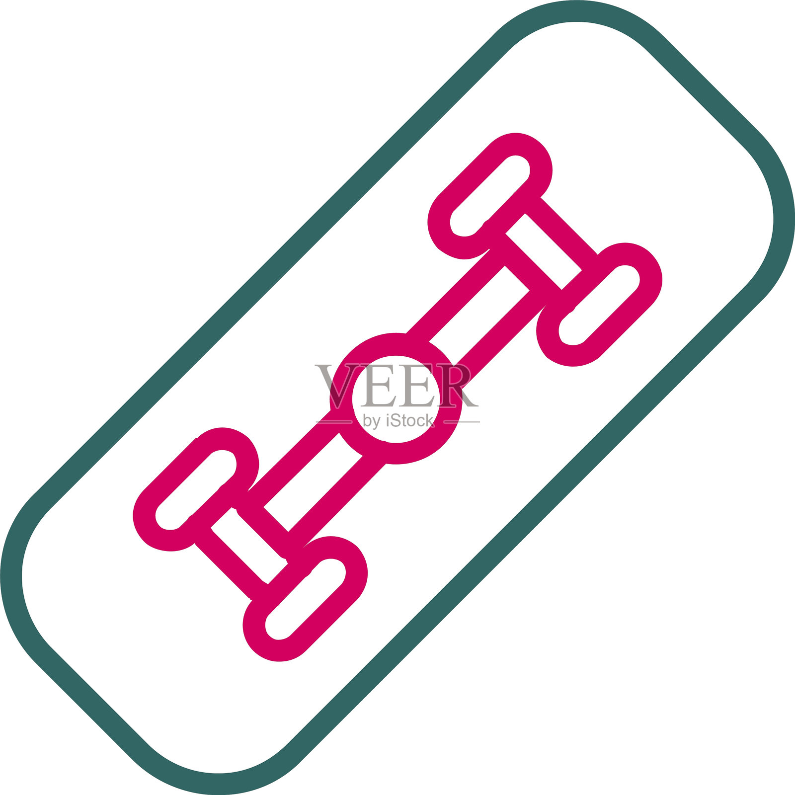 滑板线条双色图标插画图片素材