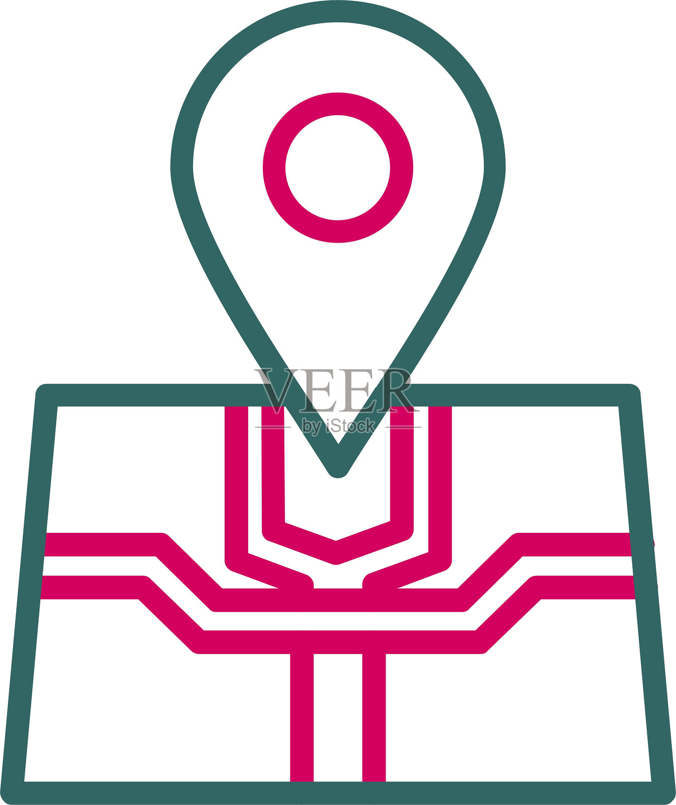 位置地图线条双色图标插画图片素材