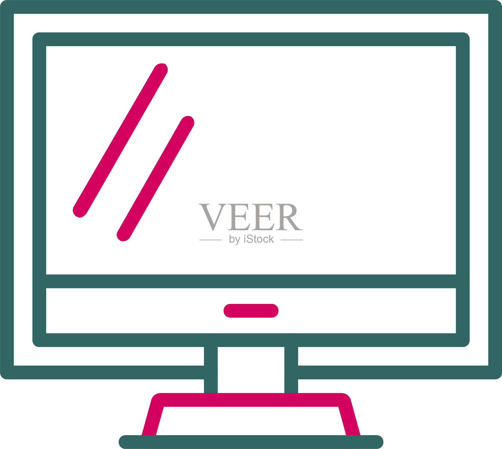 电脑线条双色图标插画图片素材